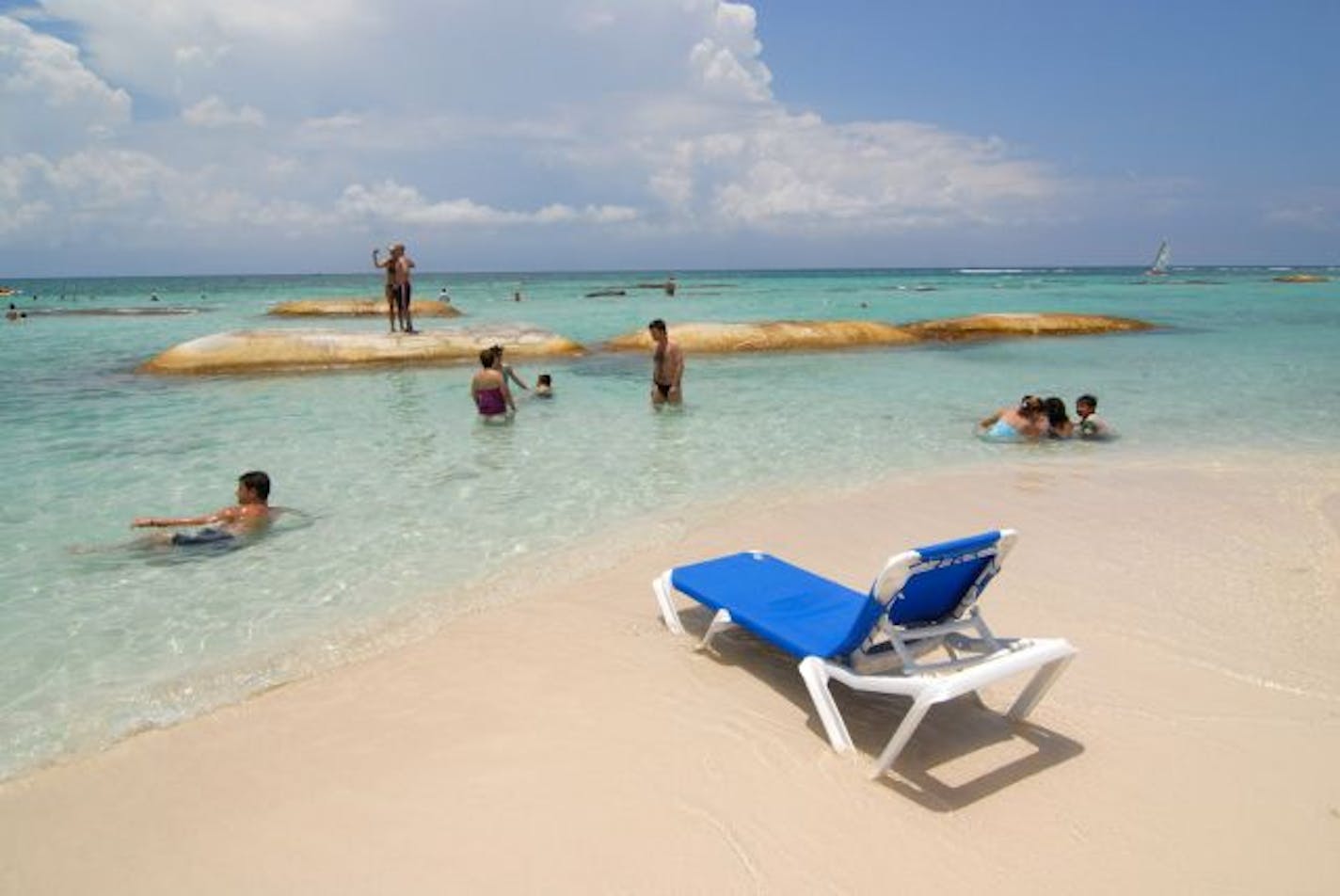 Some resorts along the Riviera Maya have installed giant sandbags to help keep sand in place.