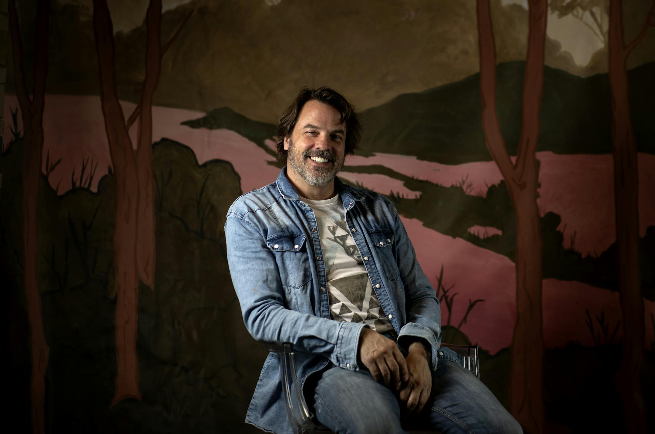 Carter Averbeck posed for a portrait at his studio .] Jerry Holt • Jerry.Holt@startribune.com Portrait of artist Carter Averbeck, who paints frescoes/murals at his studio Wednesday, December 18, 2019 in Minneapolis, MN.