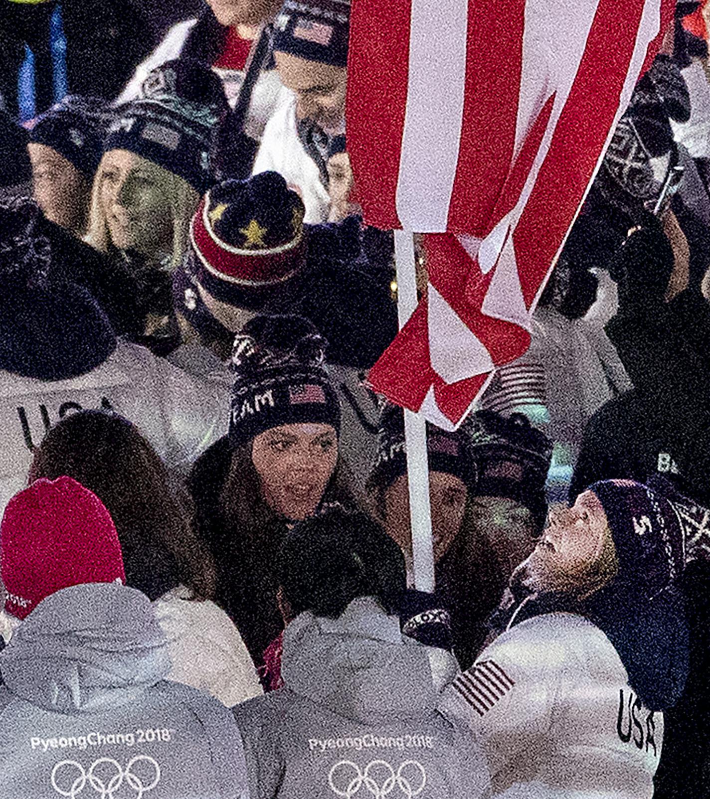 Jessie Diggins carried the flag for team USA at Closing Ceremony on Sunday night. ] CARLOS GONZALEZ &#xef; cgonzalez@startribune.com - February 25, 2018, South Korea, 2018 Pyeongchang Winter Olympics, PyeongChang Olympic Stadium, Closing Ceremony