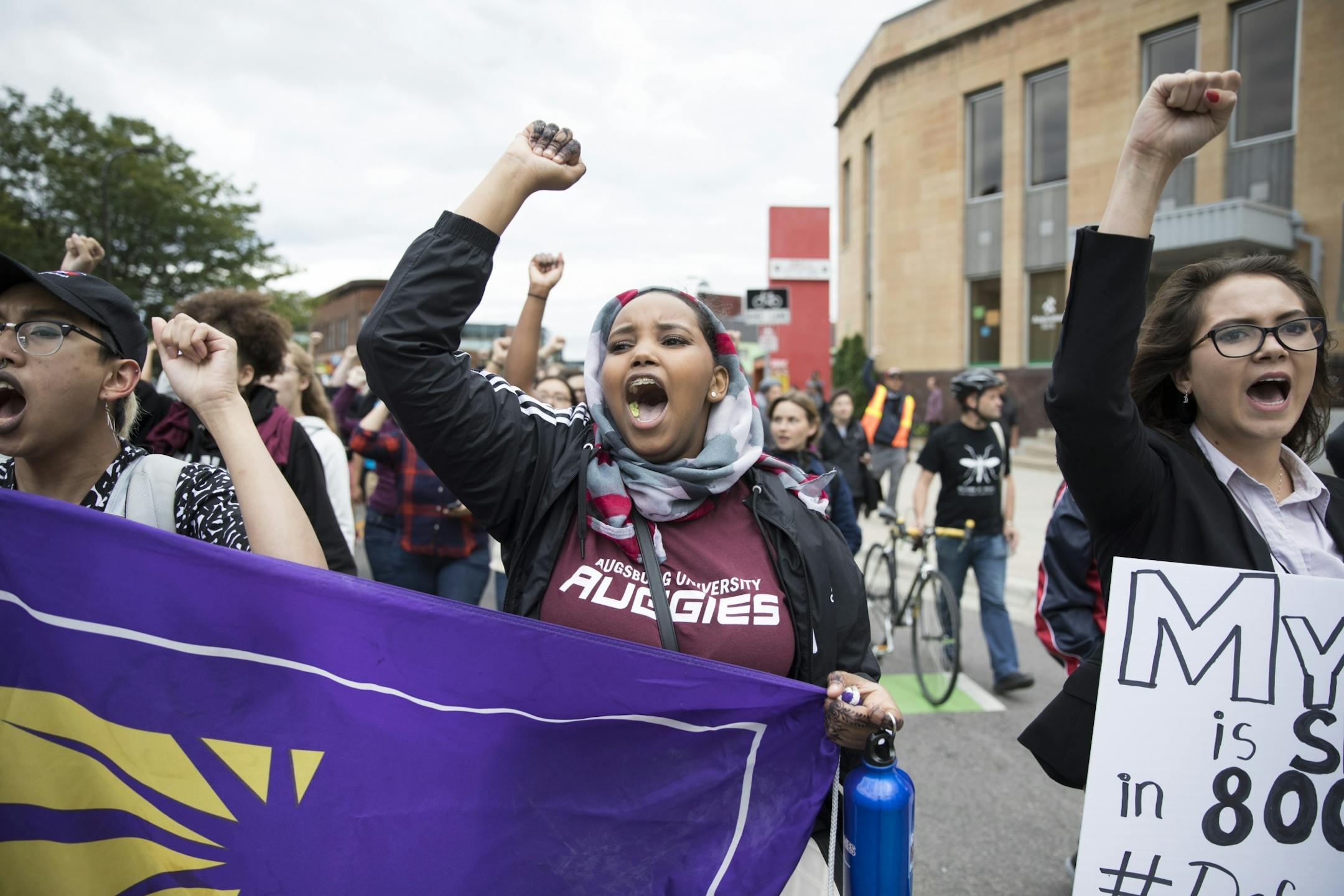 Shamsa Ahmed, 18 marched in a protest through Minneapolis after President Donald Trump announced her plans to rescind DACA on Tuesday, September 5, 2017, Minneapolis, Minn.