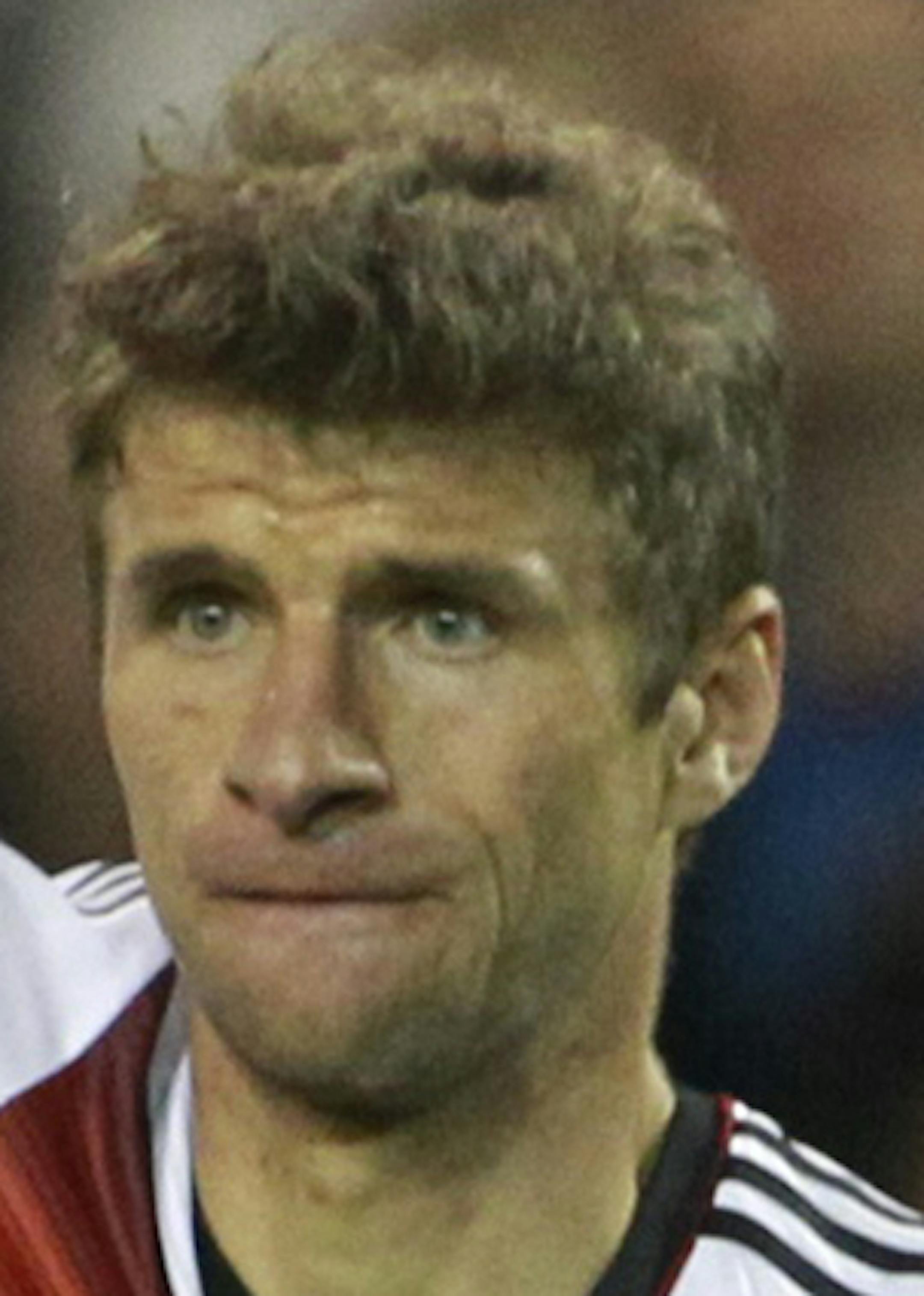 Germany's Thomas Mueller during the Euro 2016 group D qualifying soccer match between Ireland and Germany in Dublin, Ireland, Thursday, Oct. 8, 2015. (AP Photo/Peter Morrison) ORG XMIT: XPM101