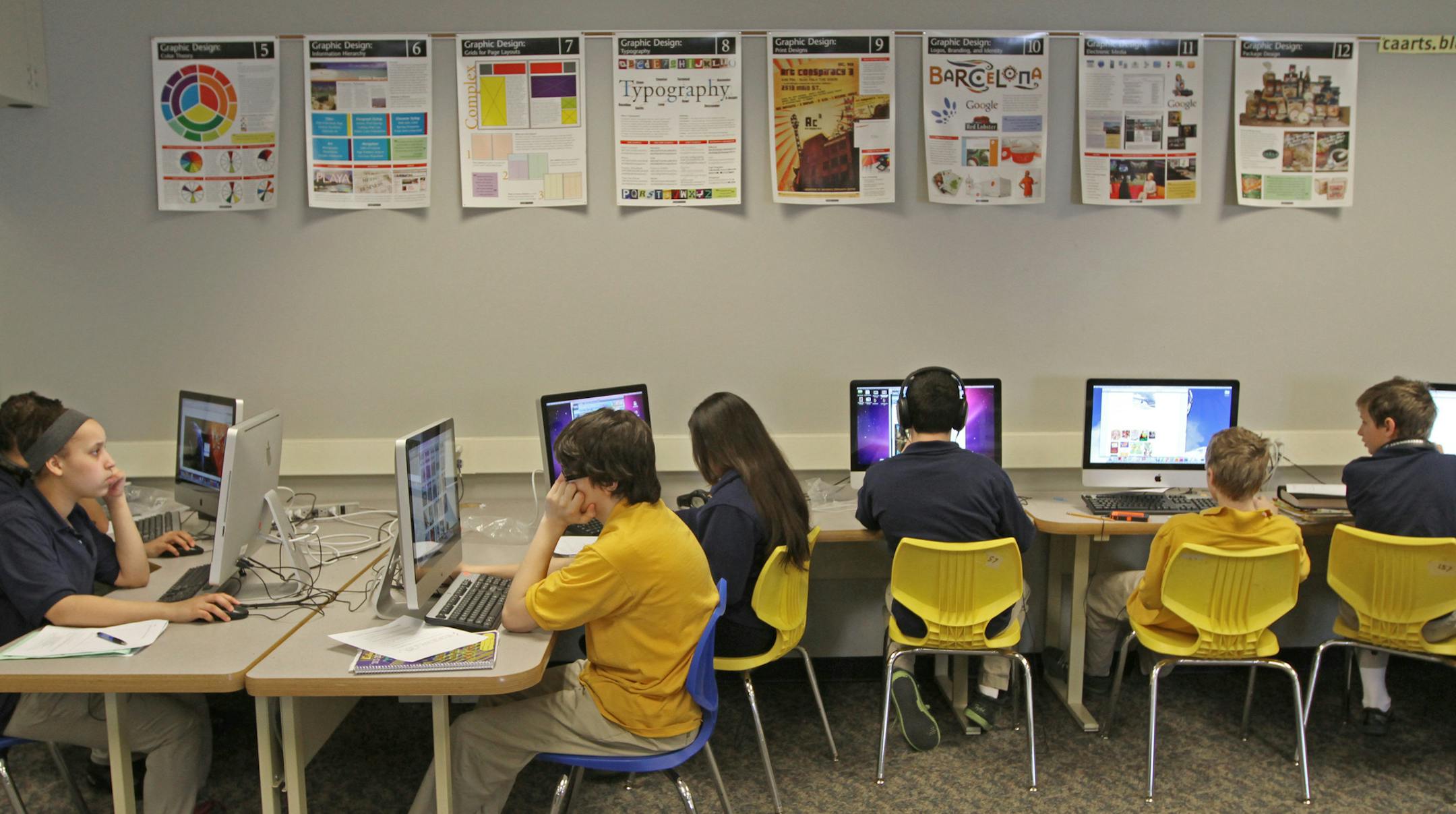 Columbia Academy Students worked on computers with other students in the 8th grade Media Arts class in the media lab. Nearly half of all the kids who live in Columbia Heights School District boundaries go elsewhere. The district is now surveying parents to figure out why. They did a smaller survey and realized while the elementary schools were robust, parents pulled their kids out at the middle school. The district turned their middle school into an academy complete with uniforms, better discipl