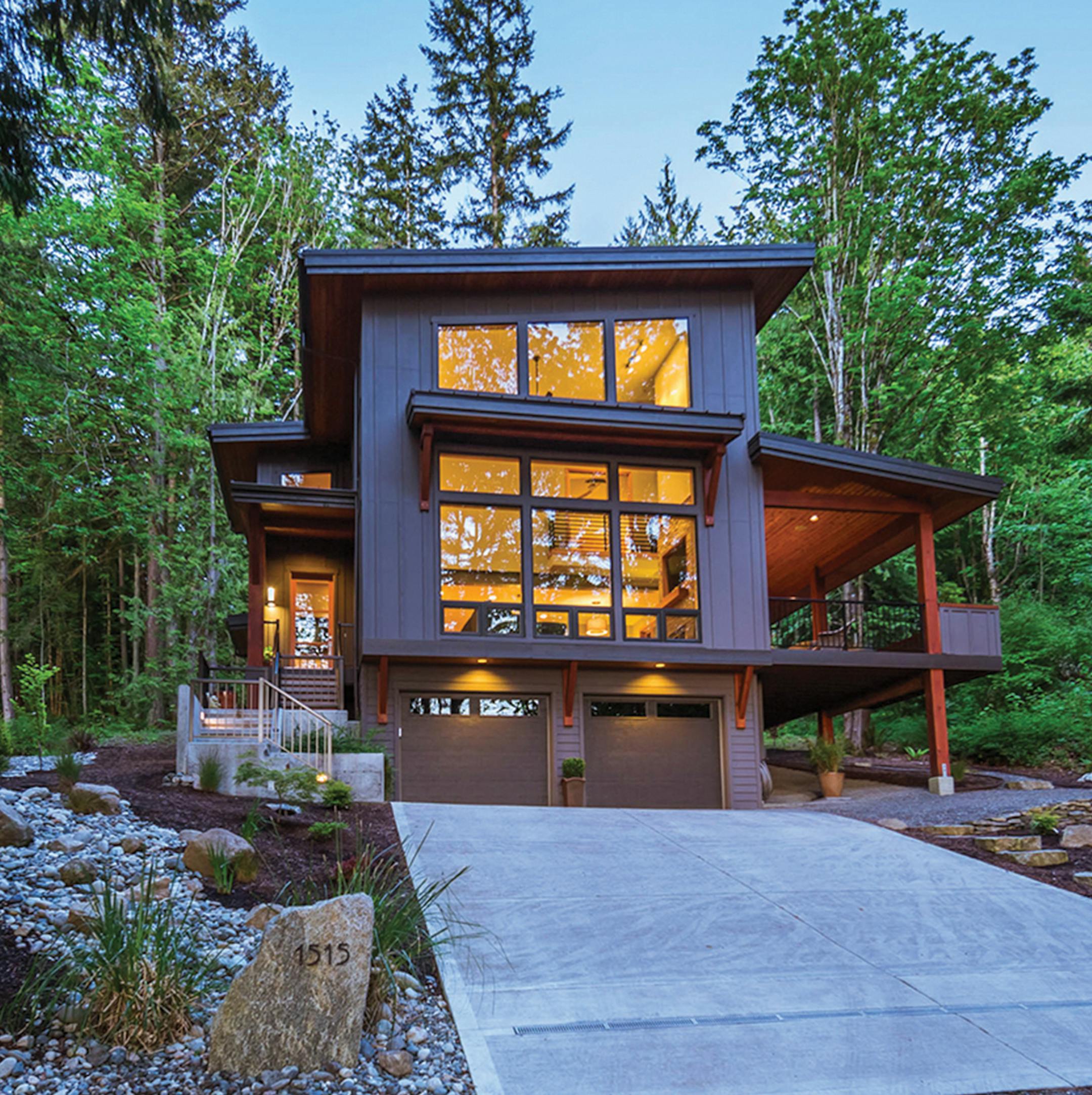 A modern design captures the surrounding views.
