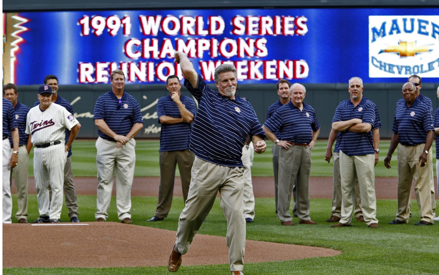 Jack Morris throws out the first pitch in July when the Twins held a reunion of the 1991 World Series winners.