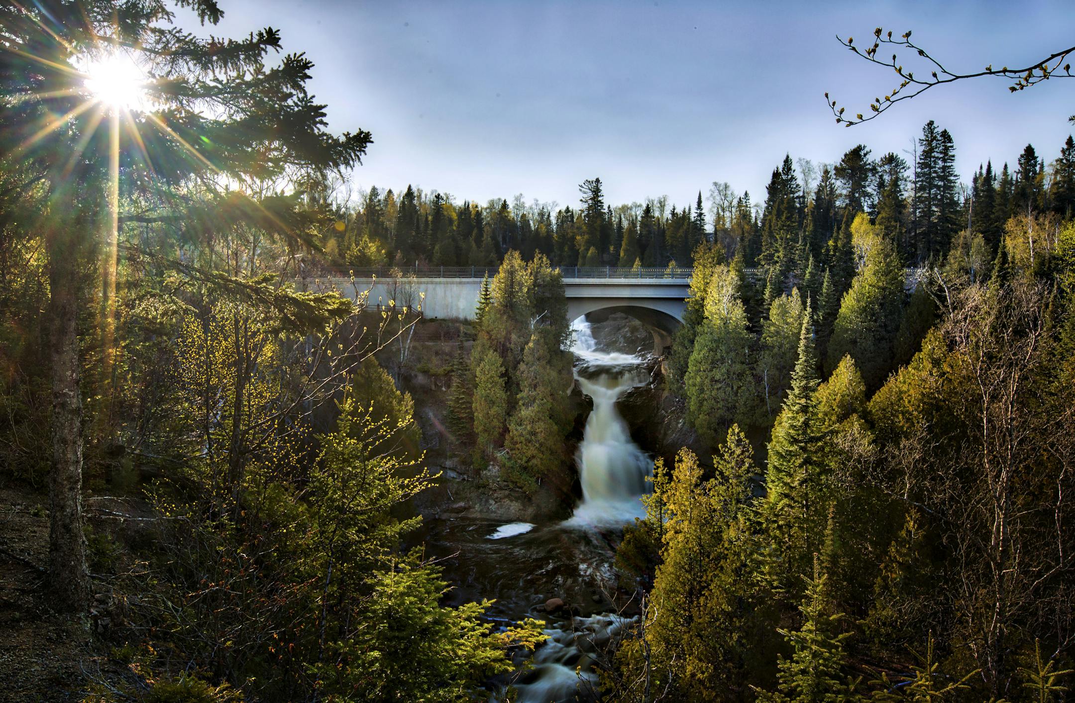 The Cross River falls is easy to miss if you drive right by, as it falls right under the Highway 61 bridge. A quick stop at the wayside park will reward the viewer with one of the most beautiful falls on the north shore. This was the view from Lambs resort and campground. ] Spring is waterfall season on the North Shore of Lake Superior. Brian.Peterson@startribune.com North Shore, MN - 05/17/2016