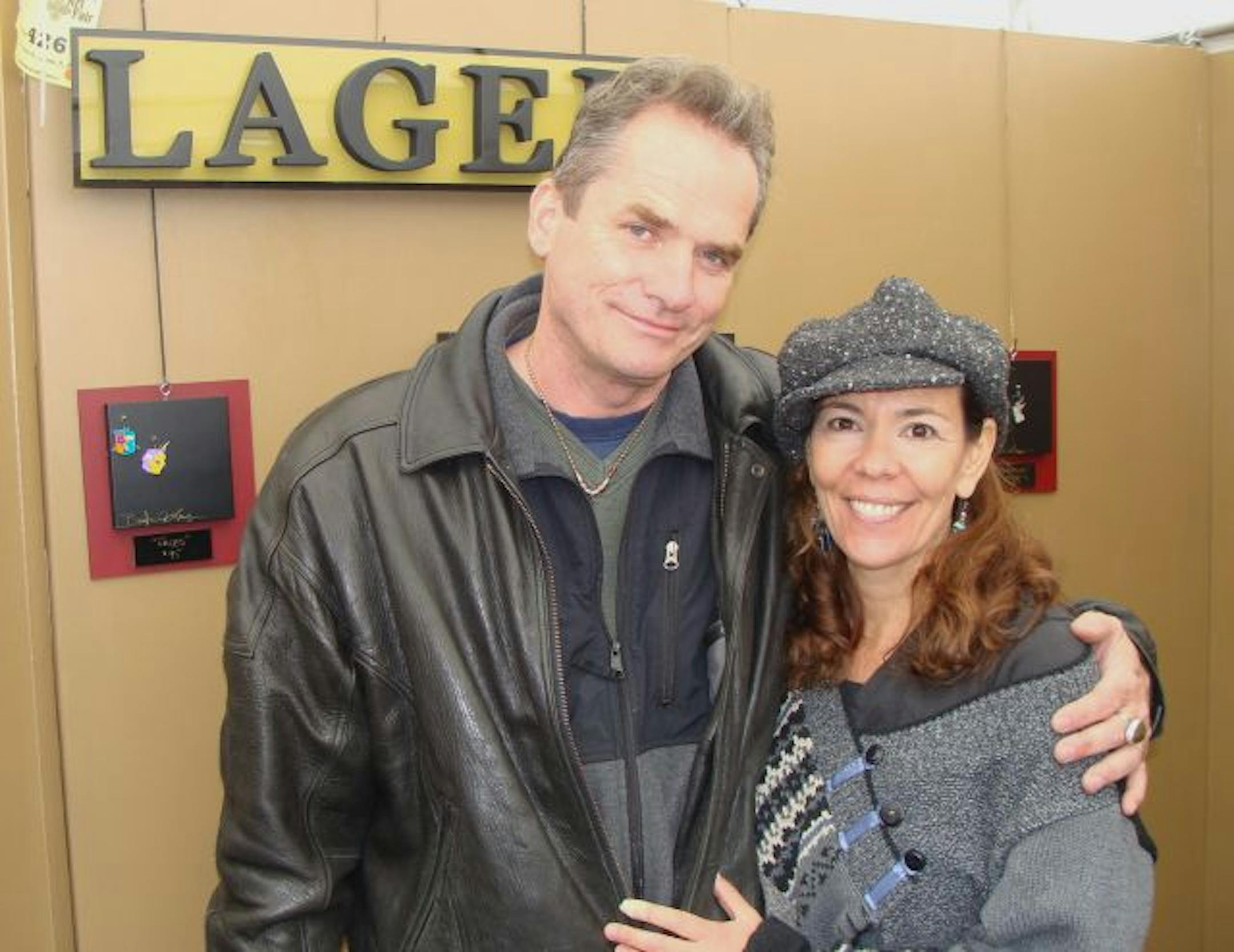 Husband and wife, painter Daniel and jewelry designer Barb Lager had adjoining booths.
