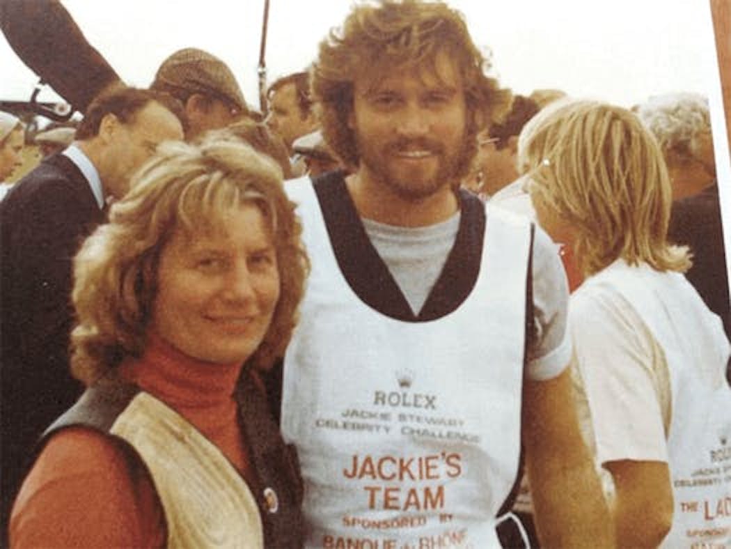 Loral I Delaney of Ramsey competed with her shotguns worldwide, and celebrities often relished the opportunity to shoot alongside her. Here Barry Gibb of the Bee Gees, joined her in England for a competition in 1980.