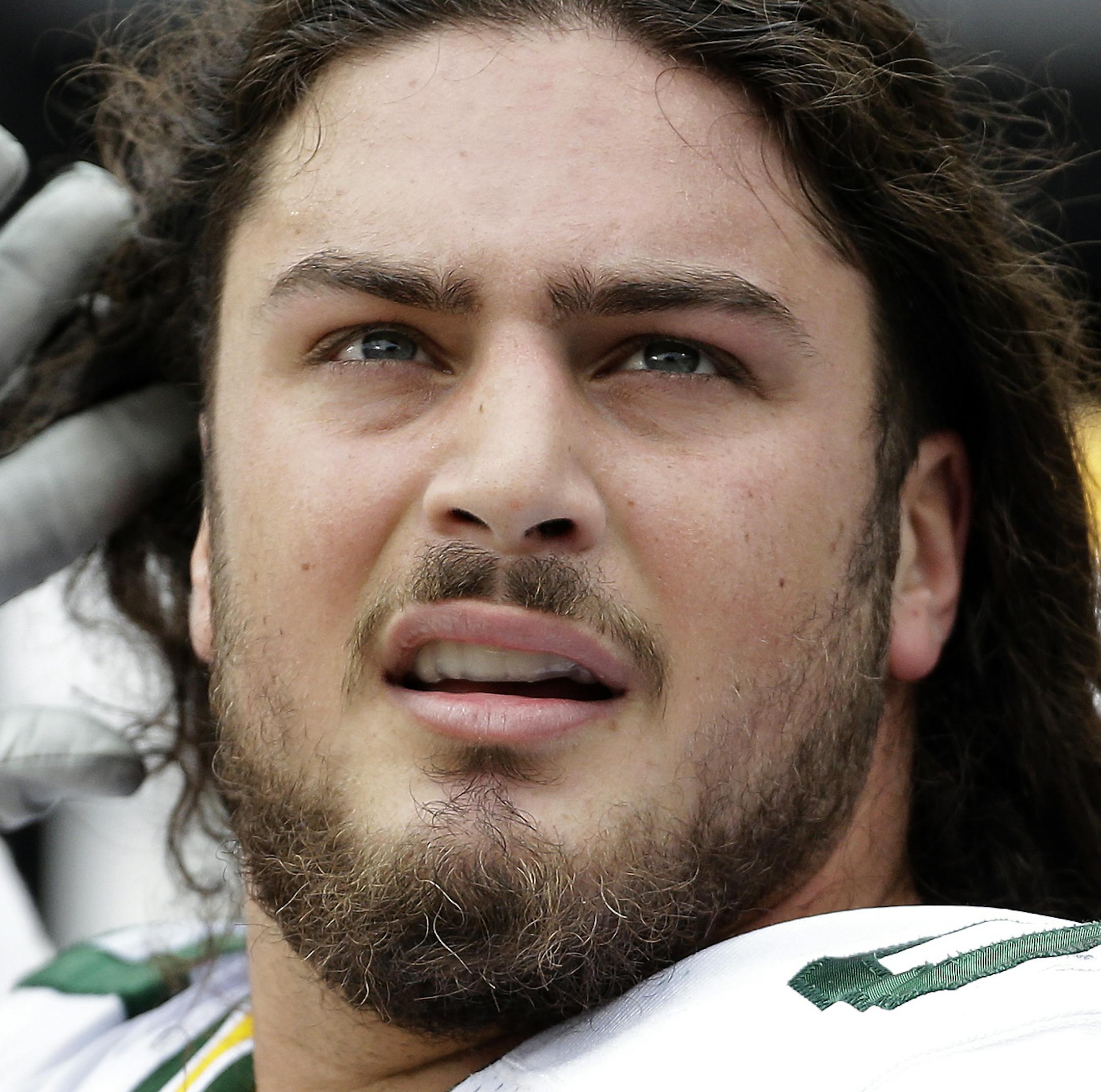 Green Bay Packers' David Bakhtiari (69) on the sidelines against the Carolina Panthers during the first half of an NFL football game in Charlotte, N.C., Sunday, Nov. 8, 2015. The Panthers won 37-29. (AP Photo/Bob Leverone) ORG XMIT: OTKBL178