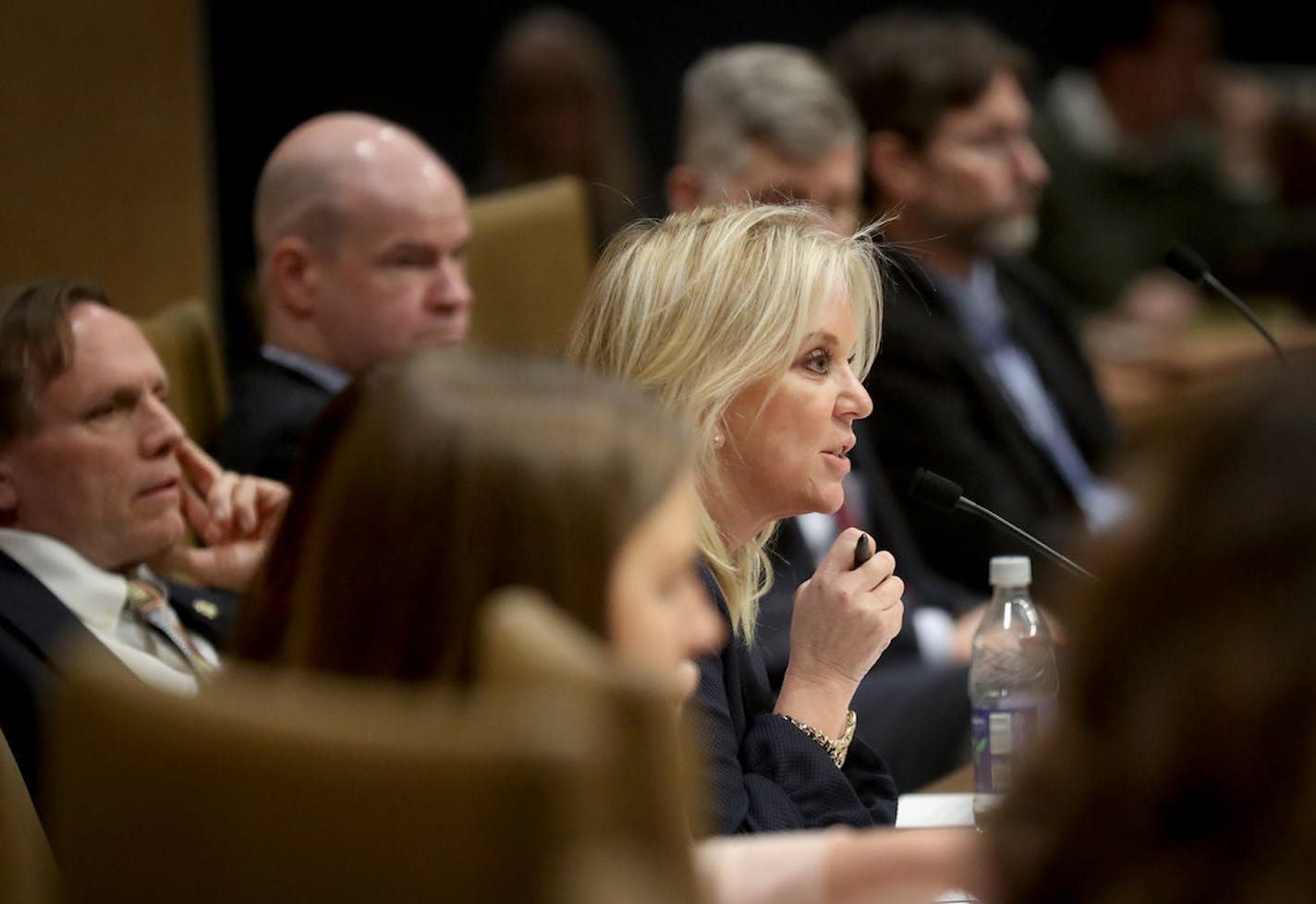 Minnesota State Sen. Karin Housley, chairwoman of the Senate Aging and Long-Term Care Policy committee, questioned state admininistrators at a hearing on elder abuse last month.