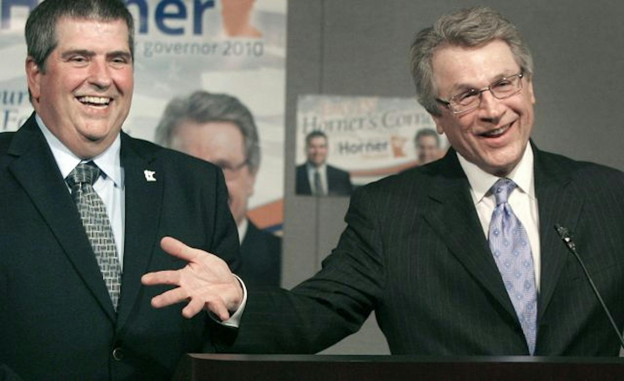 Tom Horner, right, with running mate Jim Mulder.