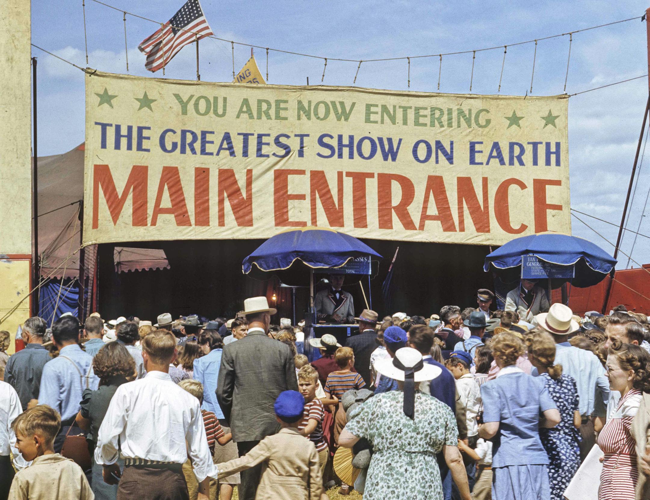 Main Entrance to the Ringling Bros. Circus, Madison, WI, August 17, 1951. As seen on "American Experience: The Circus" on PBS.
credit: Illinois State University's Special Collections, Milner Library