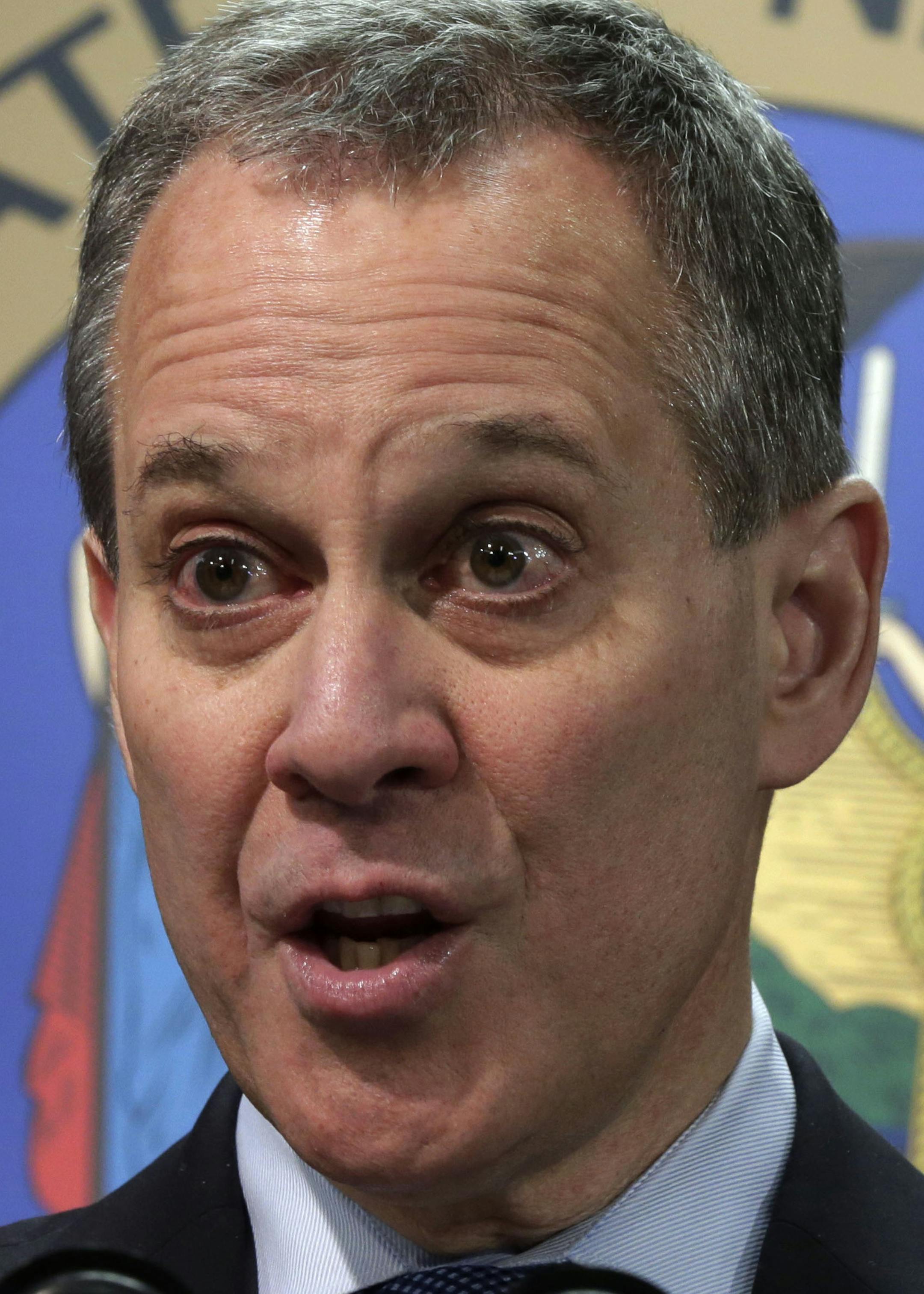 NewYork State Attorney General Eric Schneiderman address a news conference in his in New York offices, Tuesday, Nov. 19, 2013. JPMorgan Chase & Co. has reached a record $13 billion settlement with federal and state authorities, resolving claims over the bank's sales of low-quality, high-risk mortgage-backed securities that collapsed in value during the U.S. housing crisis. (AP Photo/Richard Drew)