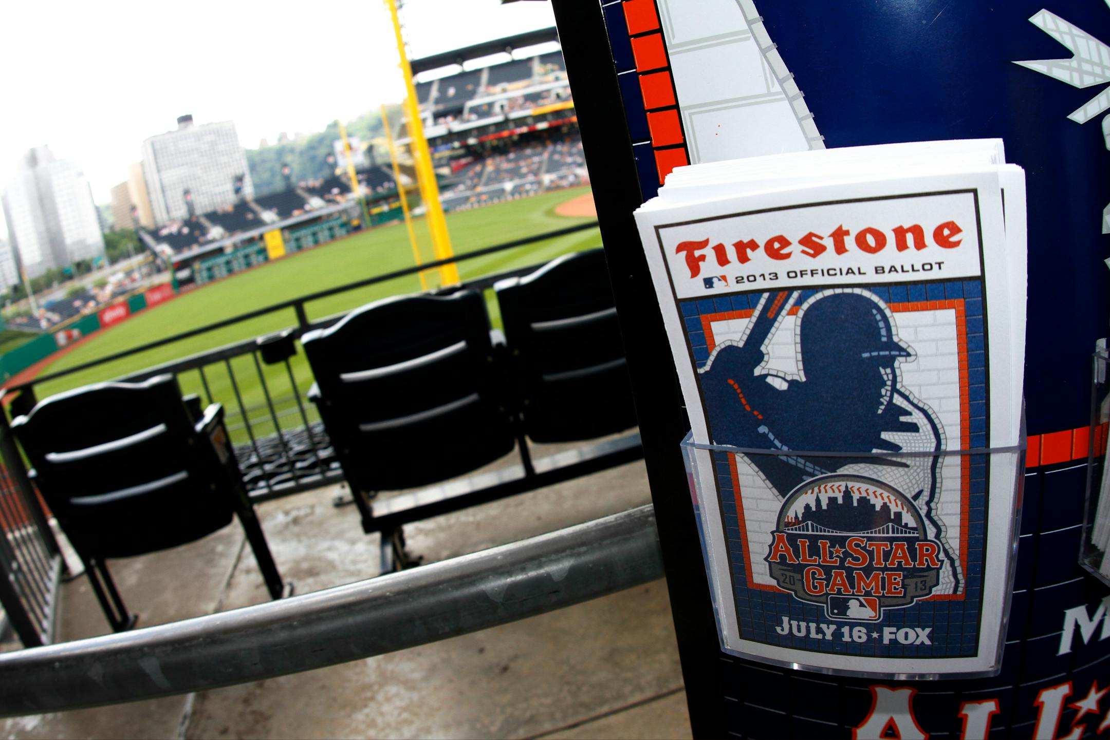 A 2013 All-Star ballot is available in a kiosk in the concourse of PNC Park before a baseball game between the Pittsburgh Pirates and Cincinnati Reds in Pittsburgh Sunday, June 2, 2013.(AP Photo/Gene J. Puskar)