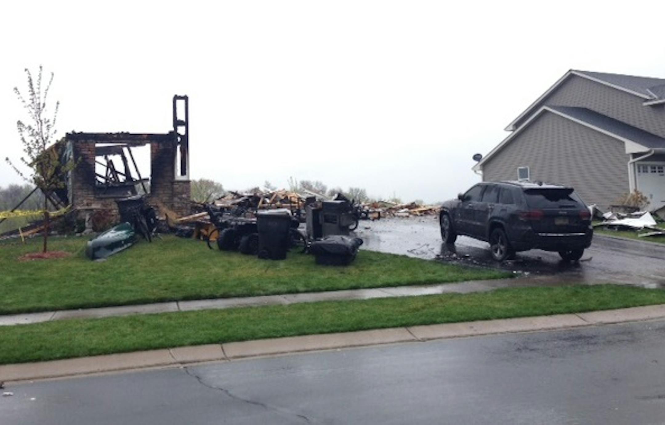 The aftermath of fire ignited by lightning in Otsego.