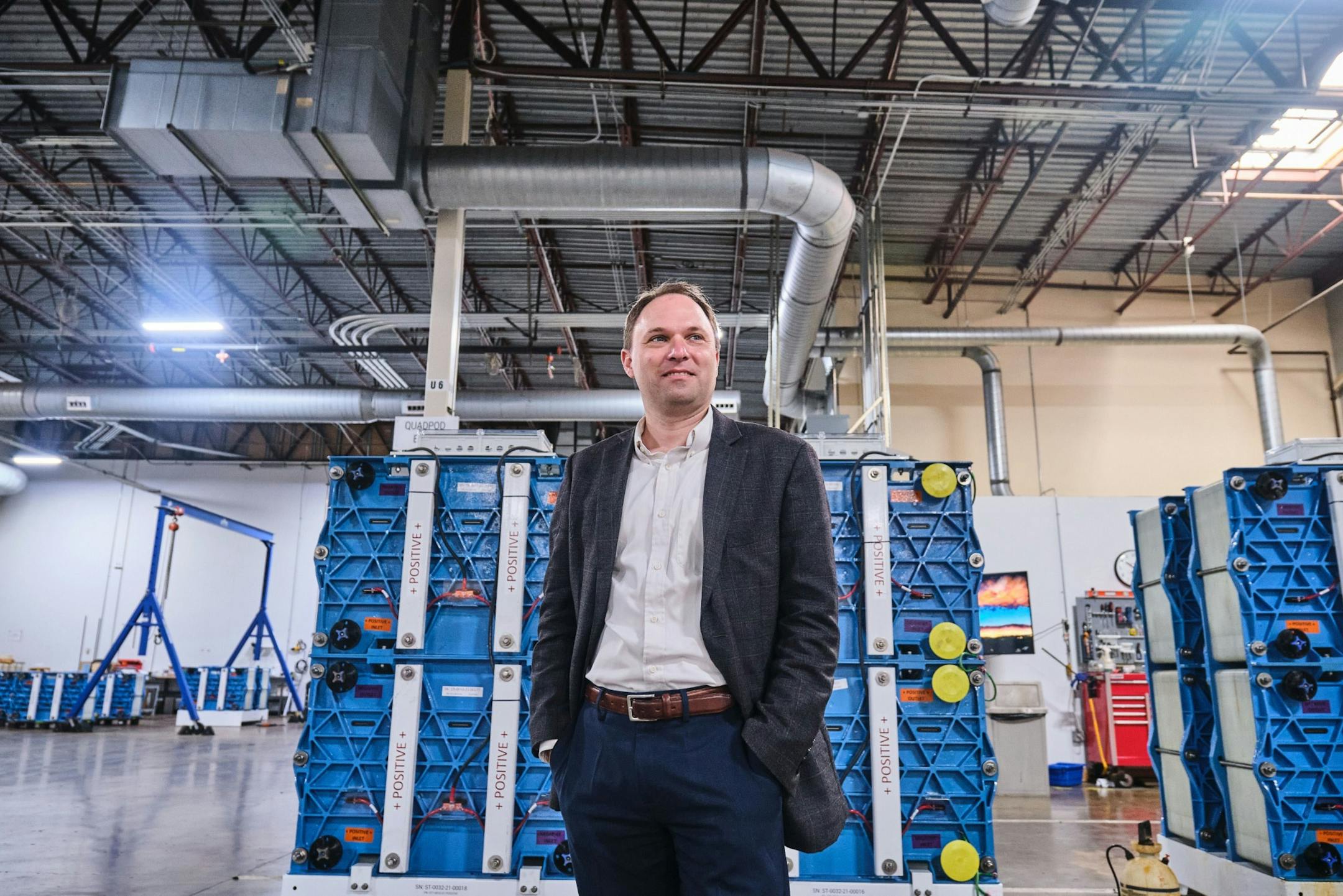 Craig Evans, co-founder and president of Energy Storage Systems Inc., at the company's facility in Wilsonville, Ore., on Sept. 28, 2021. MUST CREDIT: Bloomberg photo by Tojo Andrianarivo.