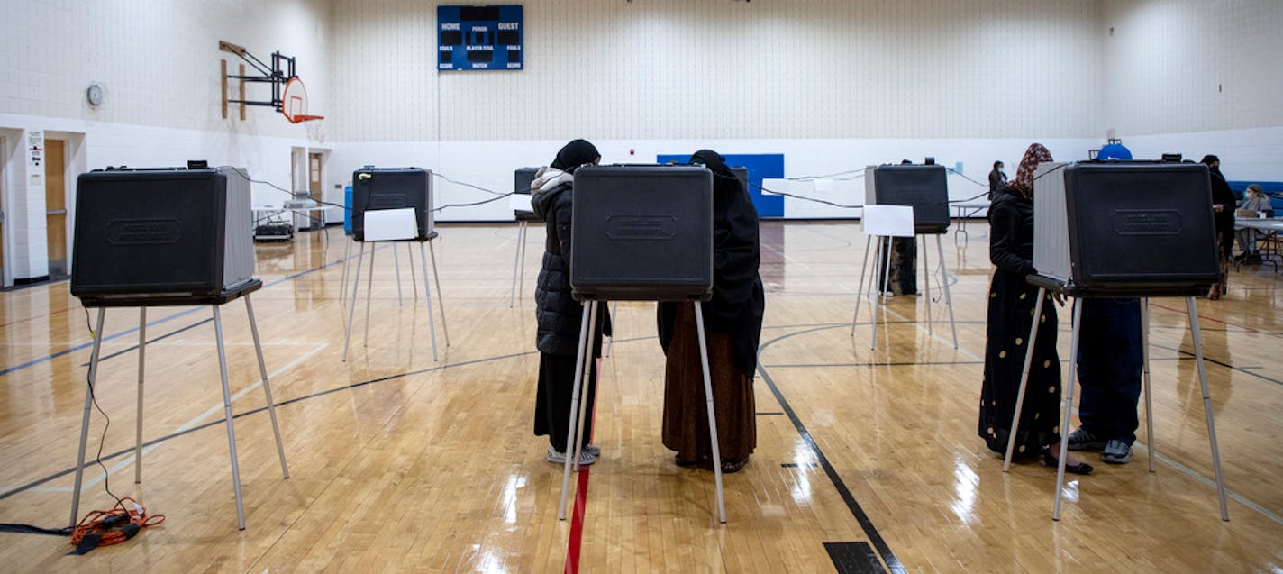 Voters at the Brian Coyle Neighborhood Center in Minneapolis.