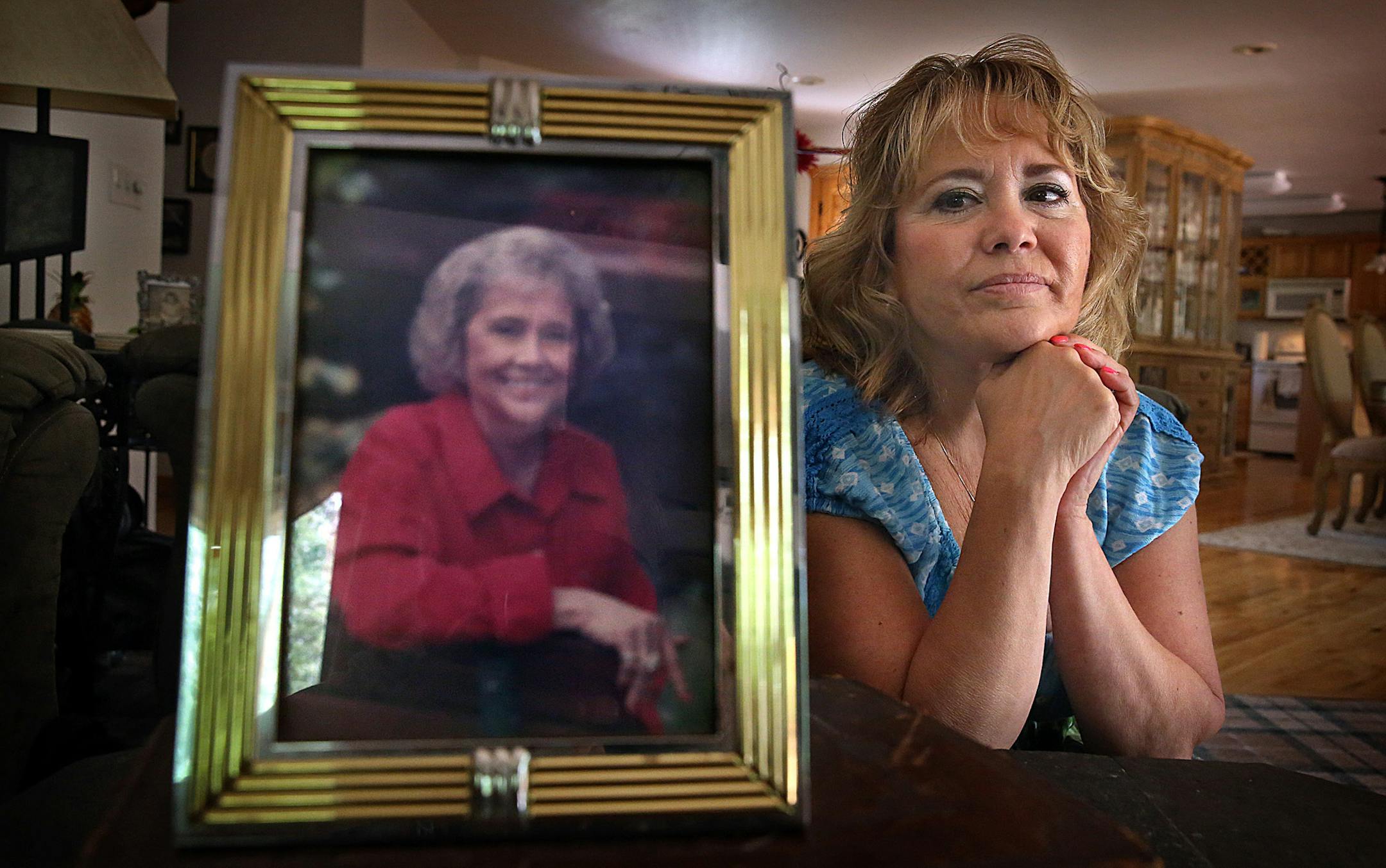 Ginger Lorentz‚Äôs mother, Shirley Almer (shown in a photograph taken in 2004), was the first of three Minnesotans to die during the 2008-2009 salmonella outbreak that sickened 700 people and killed nine nationwide. ] JIM GEHRZ ‚Ä¢ jgehrz@startribune.com / Brainerd, MN / July 29, 2014 / 11:00 AM / BACKGROUND INFORMATION: Families of three Minnesotans who died from eating tainted peanut butter are hopeful that the trial of the defendants accused of causing the sa