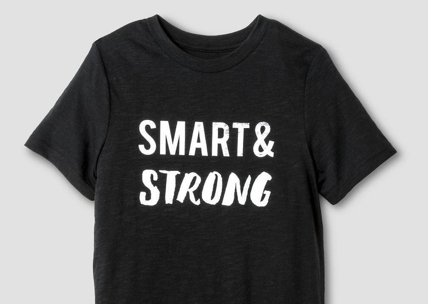 A T-shirt that is part of the unisex line of kids clothing available through Target.com.