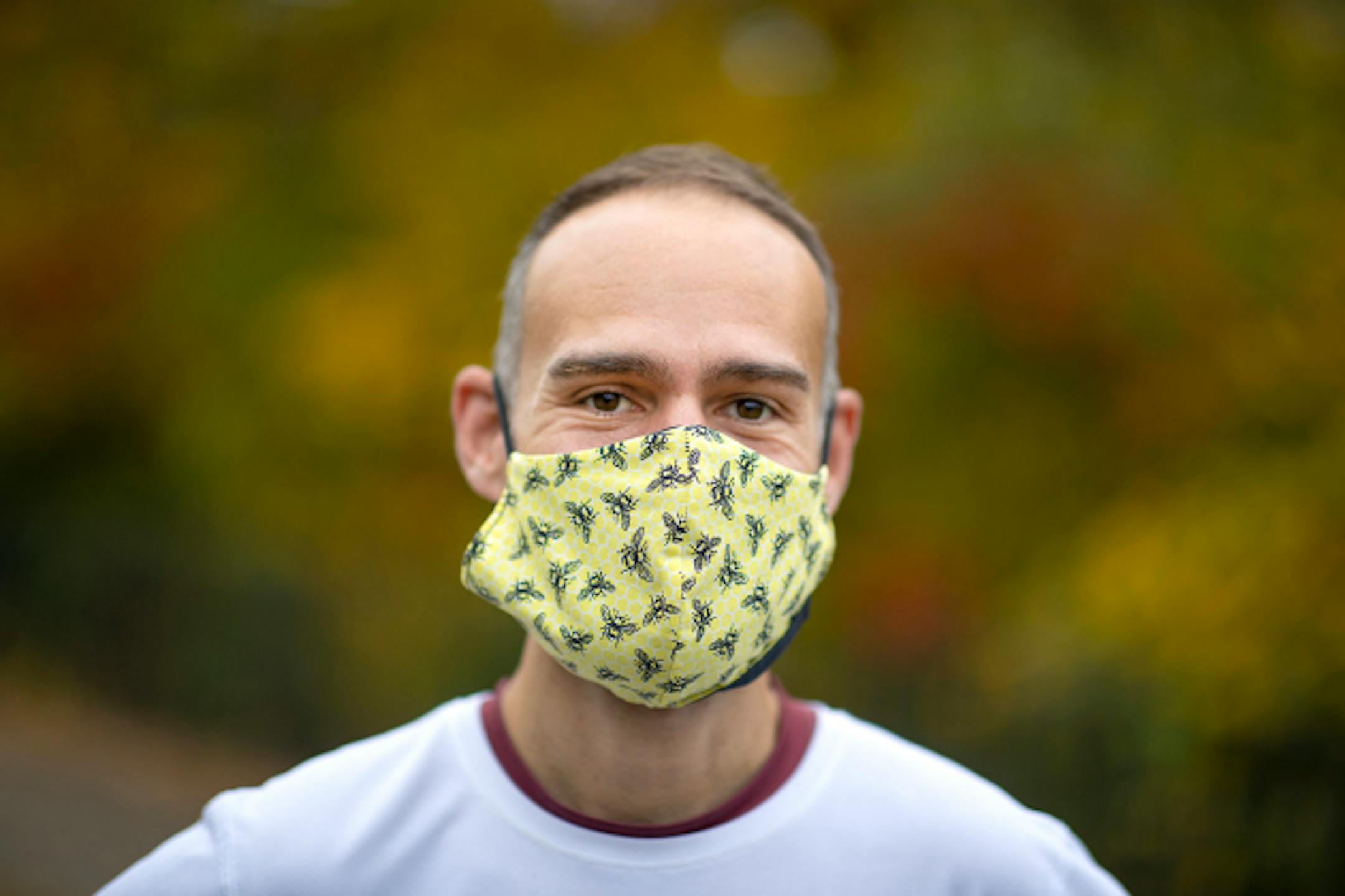 Joel Huting, 40, is a multi-time marathoner who wants to make this a statement about public health and also social justice. He will wear a mask during the run, and also plans to stop at George Floyd's memorial to pay homage. Photographed Saturday, September 26, 2020 at Mile 21 of the actual marathon route in St. Paul, MN.    ]  ELIZABETH FLORES • liz.flores@startribune.com