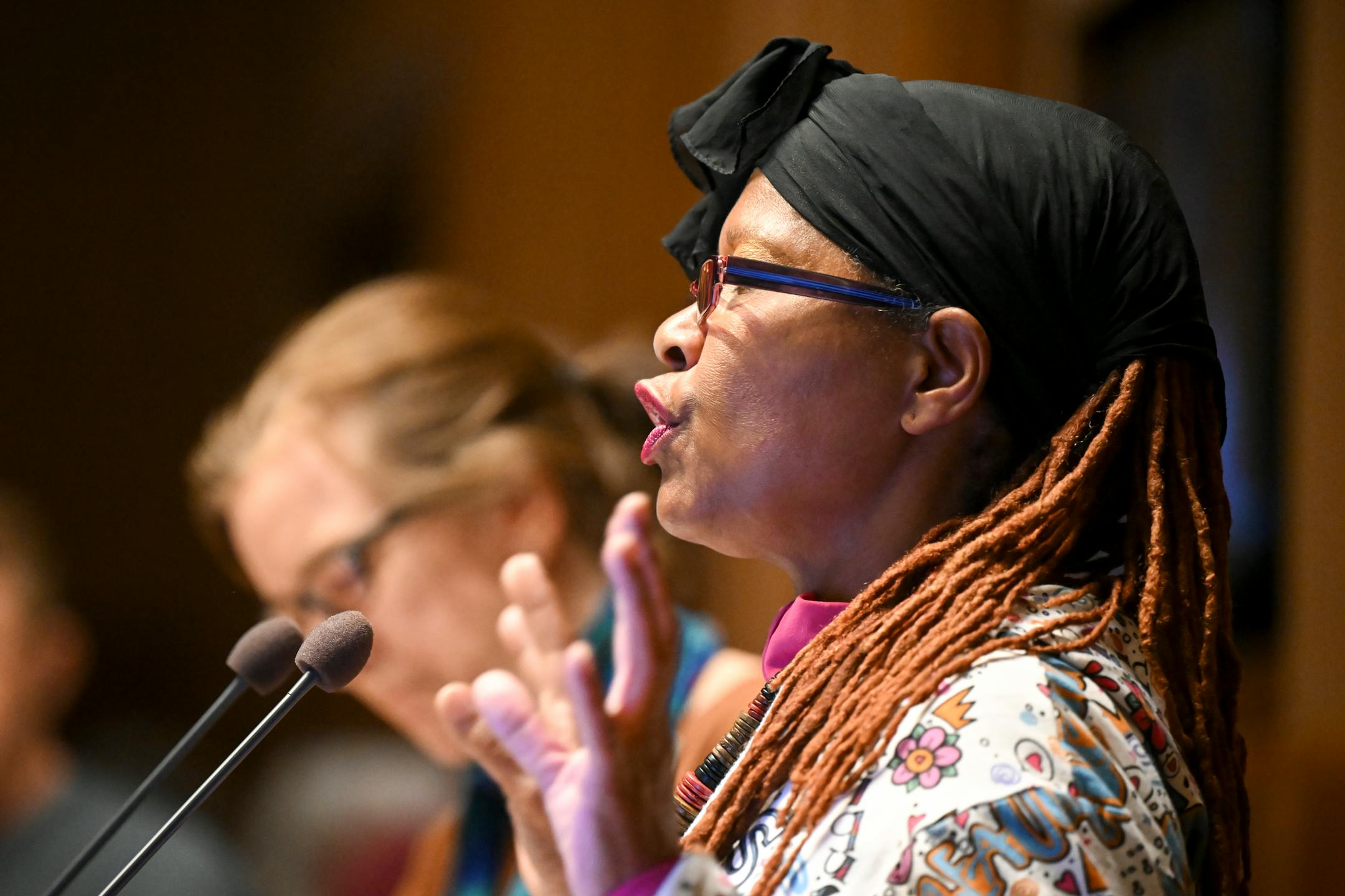 Clara Ware, of Ward 7, speaks against a package of amendments to the St. Paul rent control laws during a city council meeting.