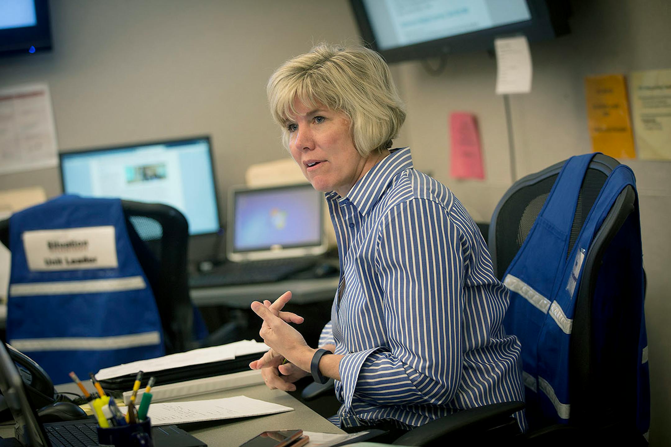 State Infectious Disease Director Kris Ehresmann, led a daily conference call with counties and local health agencies to address the measles outbreak at the Department of Operations Center, Thursday, May 11, 2017 at the MHD laboratories in St. Paul, MN.