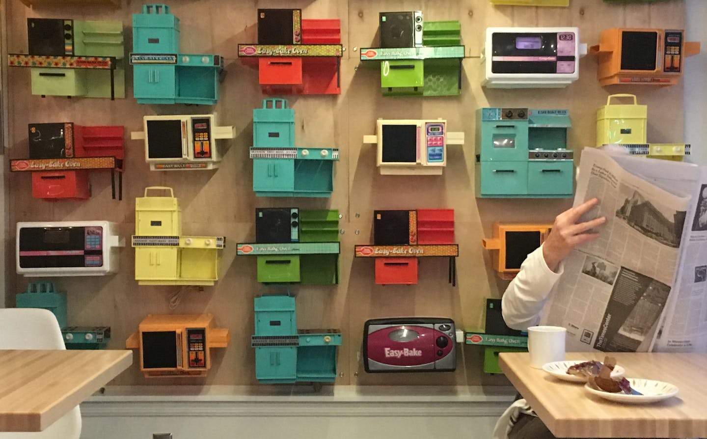 The Easy Bake Oven wall at Lucky Oven Bakery in Minneapolis. Photo by Rick Nelson