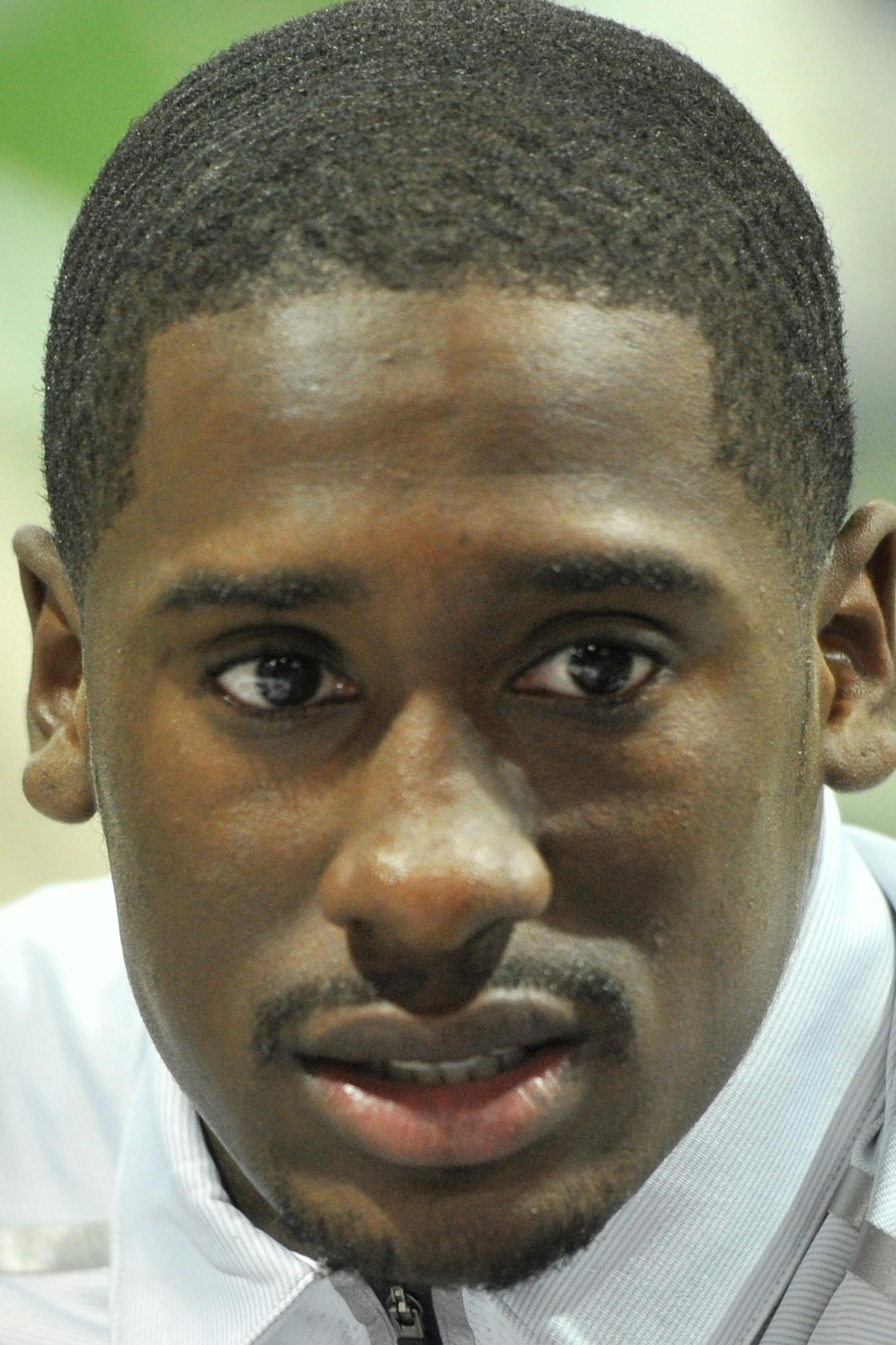 FILE - In this Aug. 19, 2014, file photo, Notre Dame quarterback Everett Golson answers a question during media day for the NCAA college football team in South Bend, Ind. Golson has announced he is leaving Notre Dame and will use his final season of eligibility elsewhere after graduating later this month. Golson issued a statement to Fox Sports on Thursday, May 7, 2015, saying he has decided to transfer. (AP Photo/Joe Raymond, File) ORG XMIT: NY162