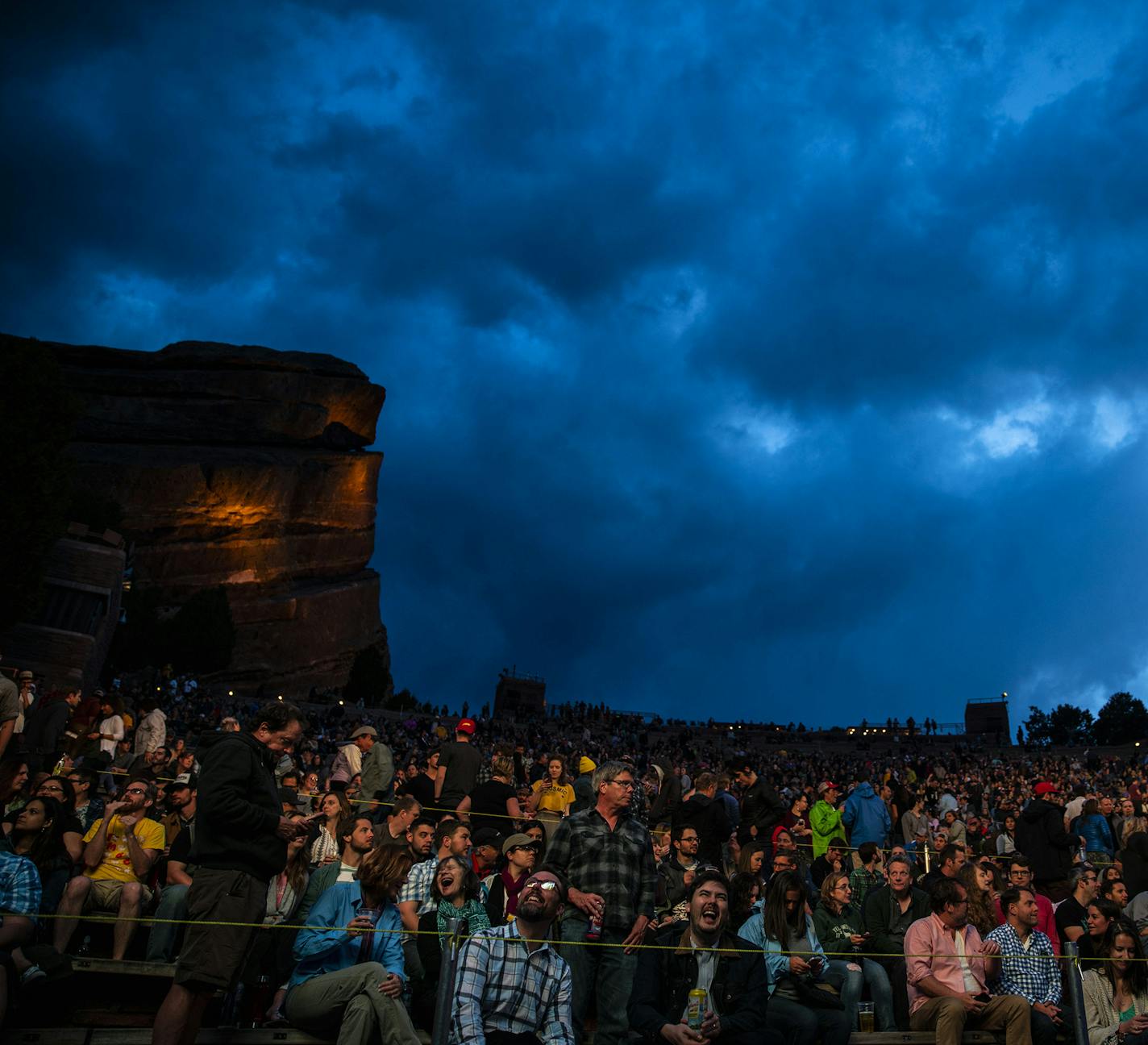 The crowd waits for "The Decemberists" to take to the stage for a performance at the Red Rocks Amphitheater on Tuesday, May 22, 2018 in Morrison, Colo. (Kent Nishimura/Los Angeles Times/TNS) ORG XMIT: 1235840