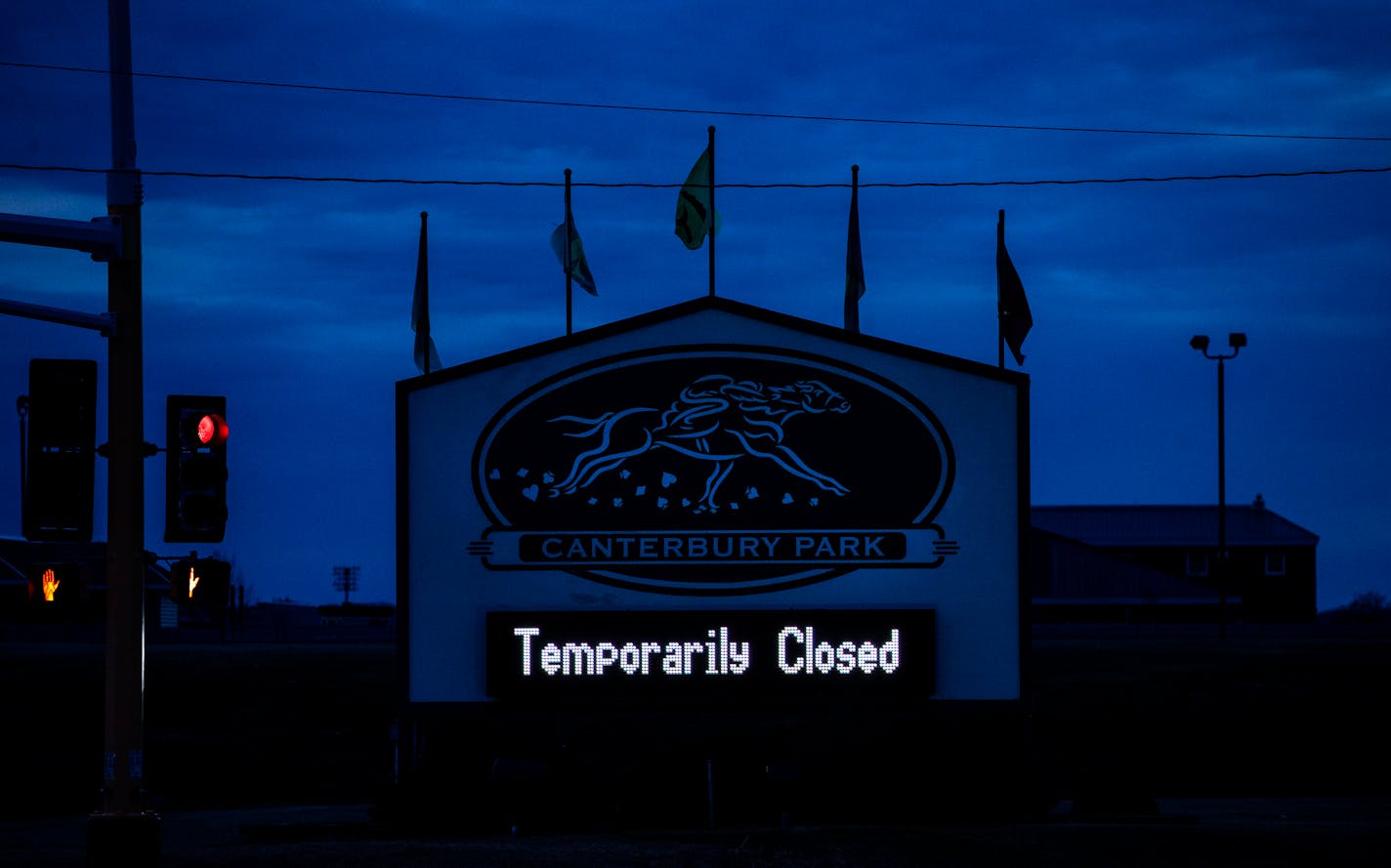 Sign of the times: Live racing will return at Canterbury Park soon, but without fans — and no in-state wagering