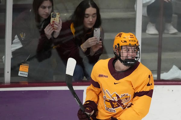 Gophers forward Josefin Bouveng (11), seen Dec. 9, 2023 at Ridder Arena, had a goal and an assist in Minnesota's win against St. Thomas on Friday.