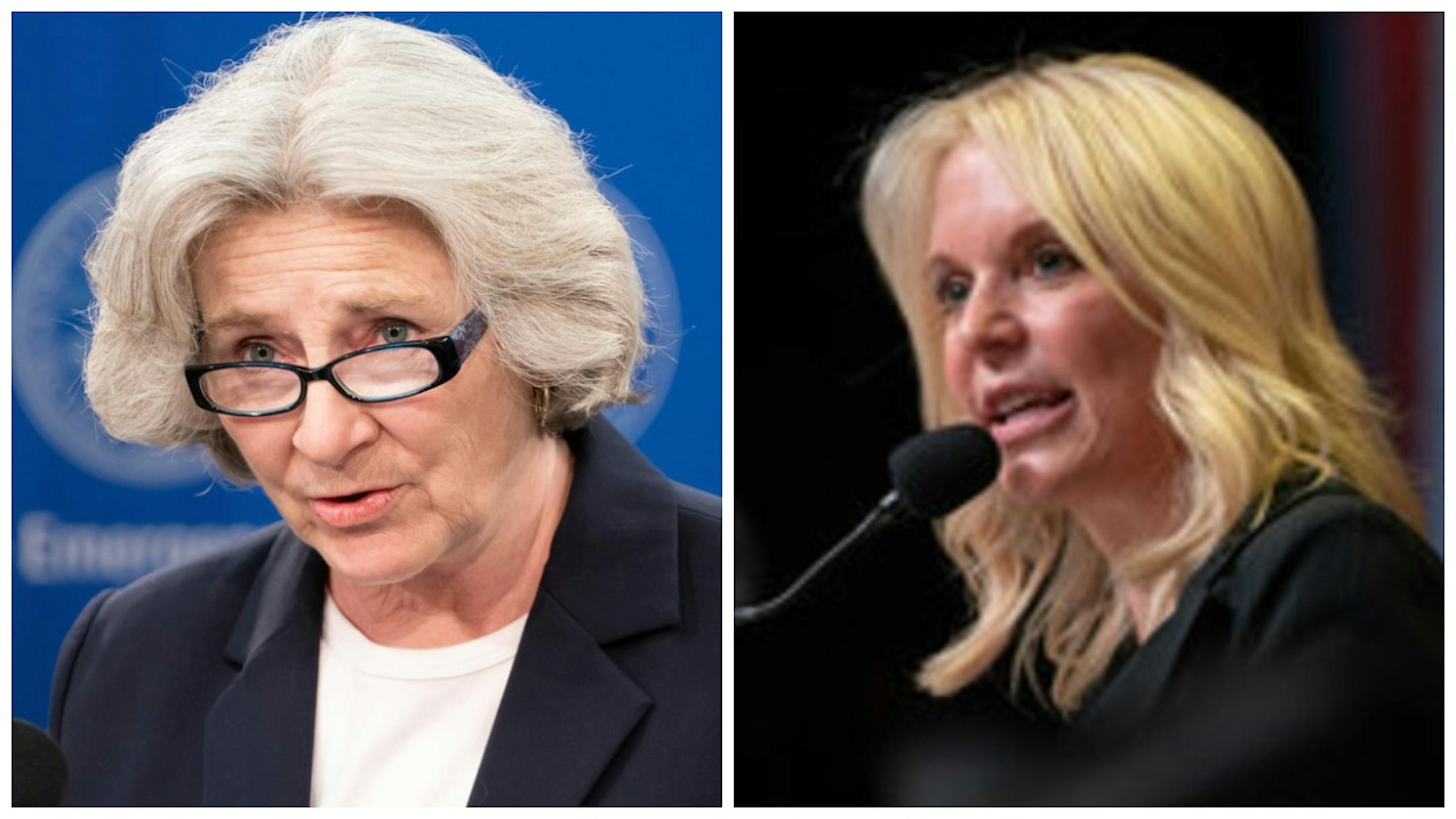 Minnesota Health Commissioner Jan Malcolm, left, and state Sen. Karin Housley.