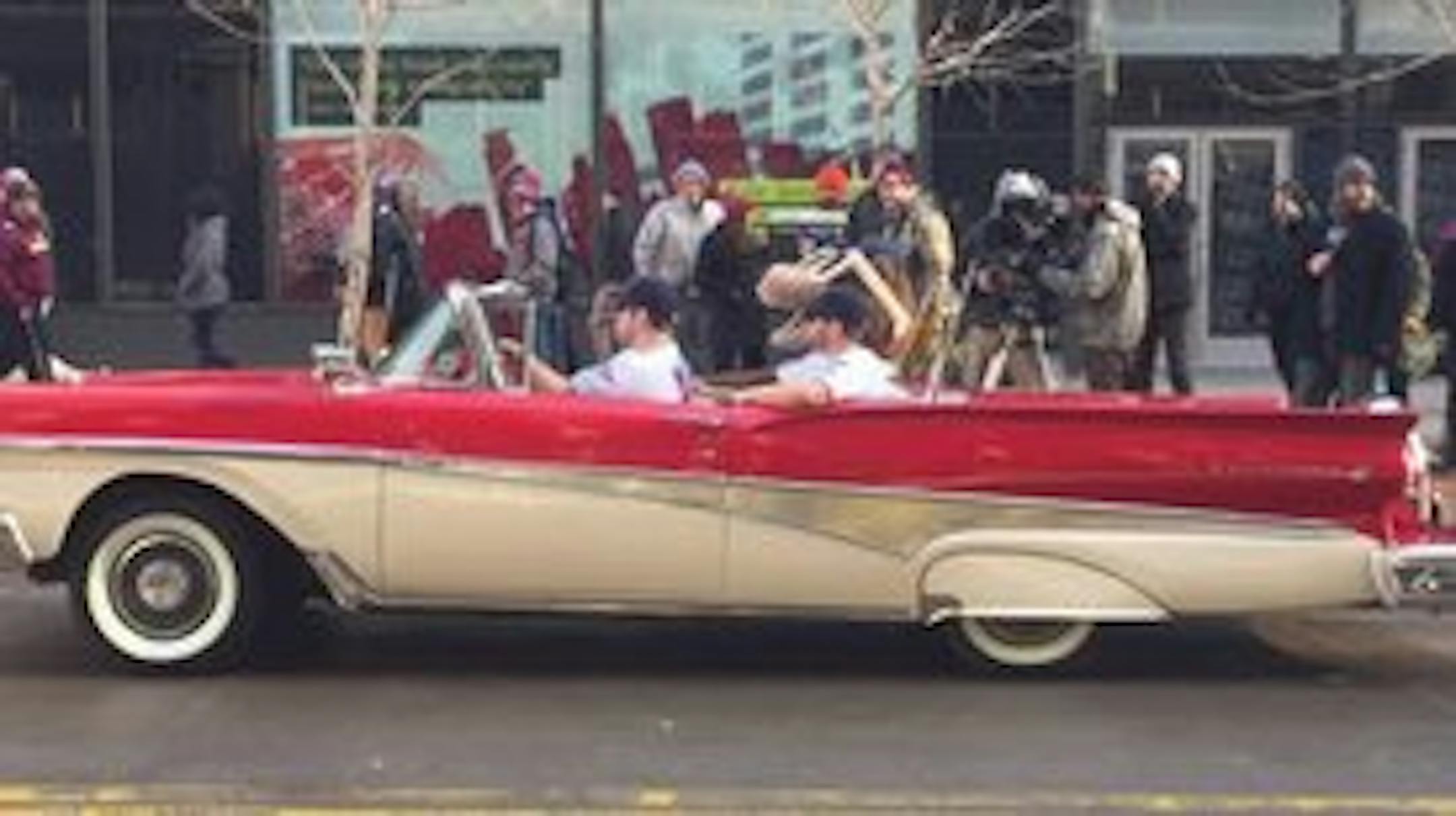 Twins stars Joe Mauer, Brian Dozier, Glen Perkins and Sano were spotted cruising on Nicollet Mall in downtown Minneapolis during a commercial shoot last month.