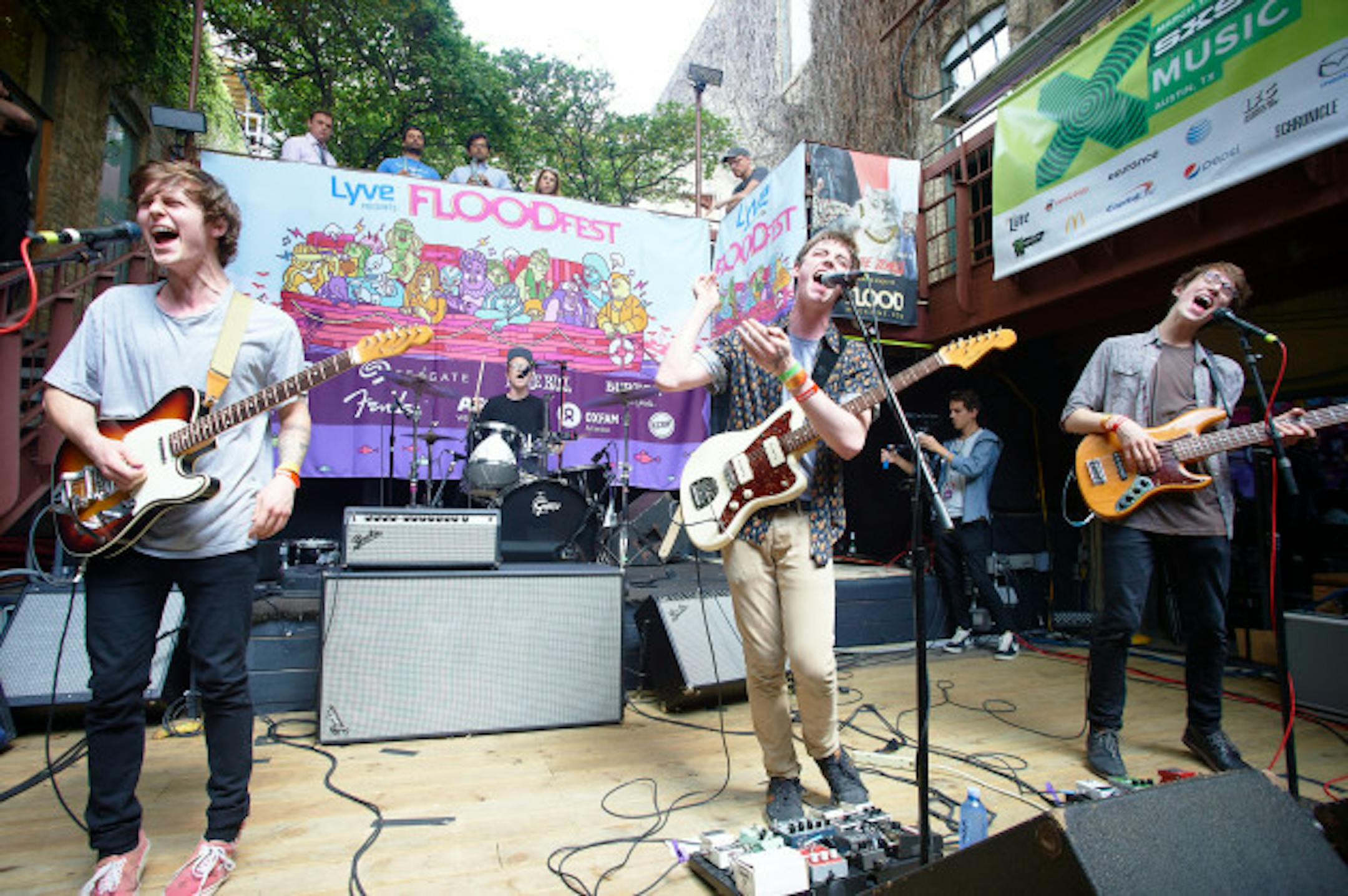 Hippo Campus generated a sunny vibe outside at the Flood magazine party in Cedar Street Courtyard during last week's South by Southwest Music Conference in Austin, Texas. / Photo by Tony Nelson