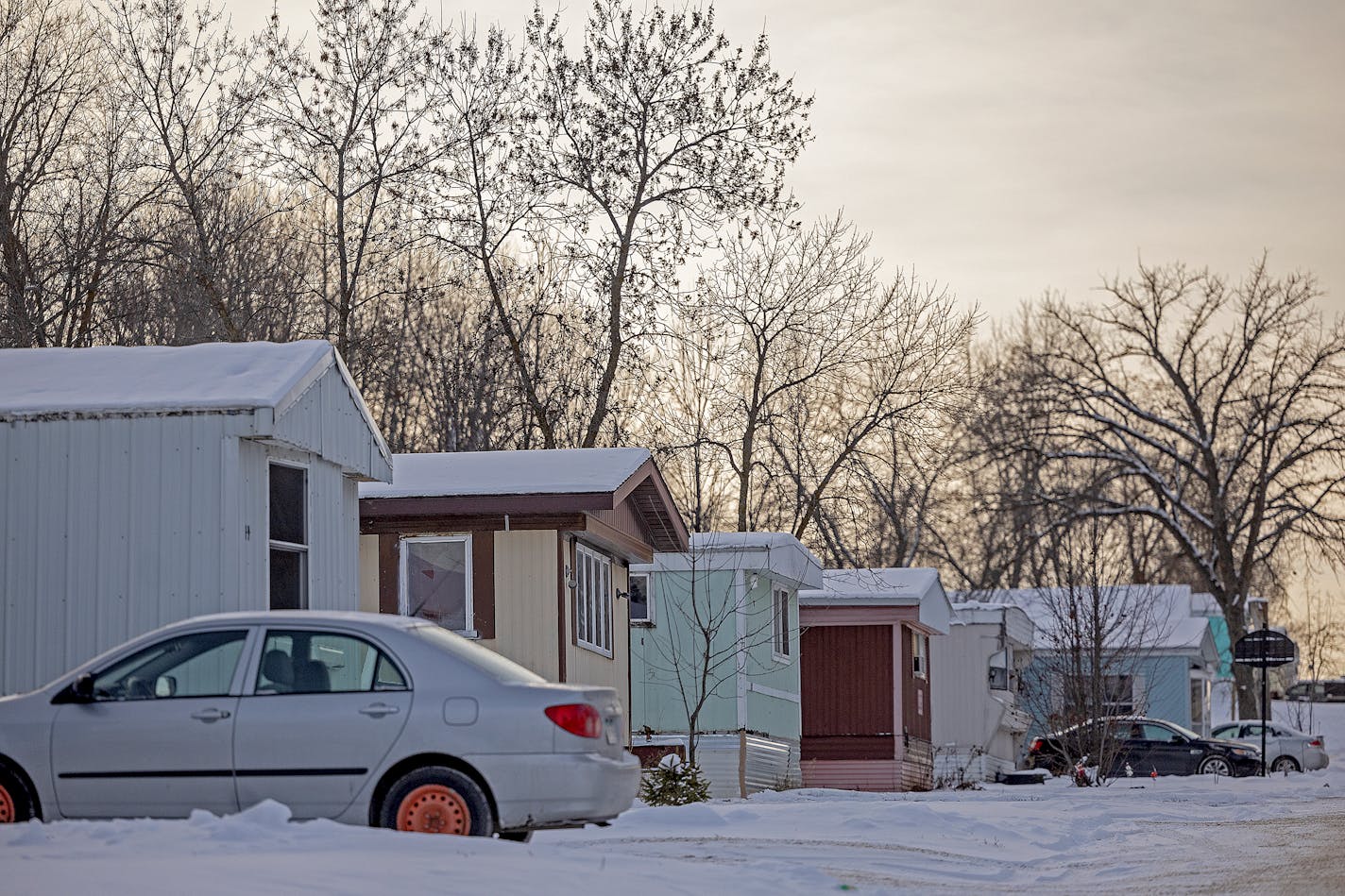 A trailer park sits just across the street from the Long Prairie Packing Company in Long Prairie, Minn., on Tuesday, Jan. 16, 2024. According to beef slaughterhouse employee Bryan Rondon, the majority of its tenants are from the Dominican Republic and Puerto Rico. ] Elizabeth Flores • liz.flores@startribune.com