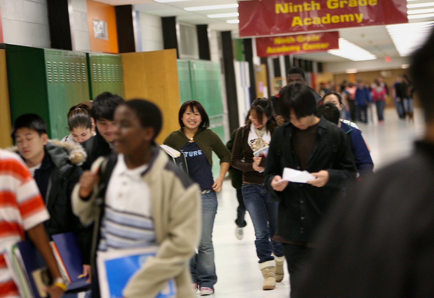 St. Paul Harding High School students navigated the hallways in between classes. St. Paul Public Schools is part of a new program being run by Ramsey County.