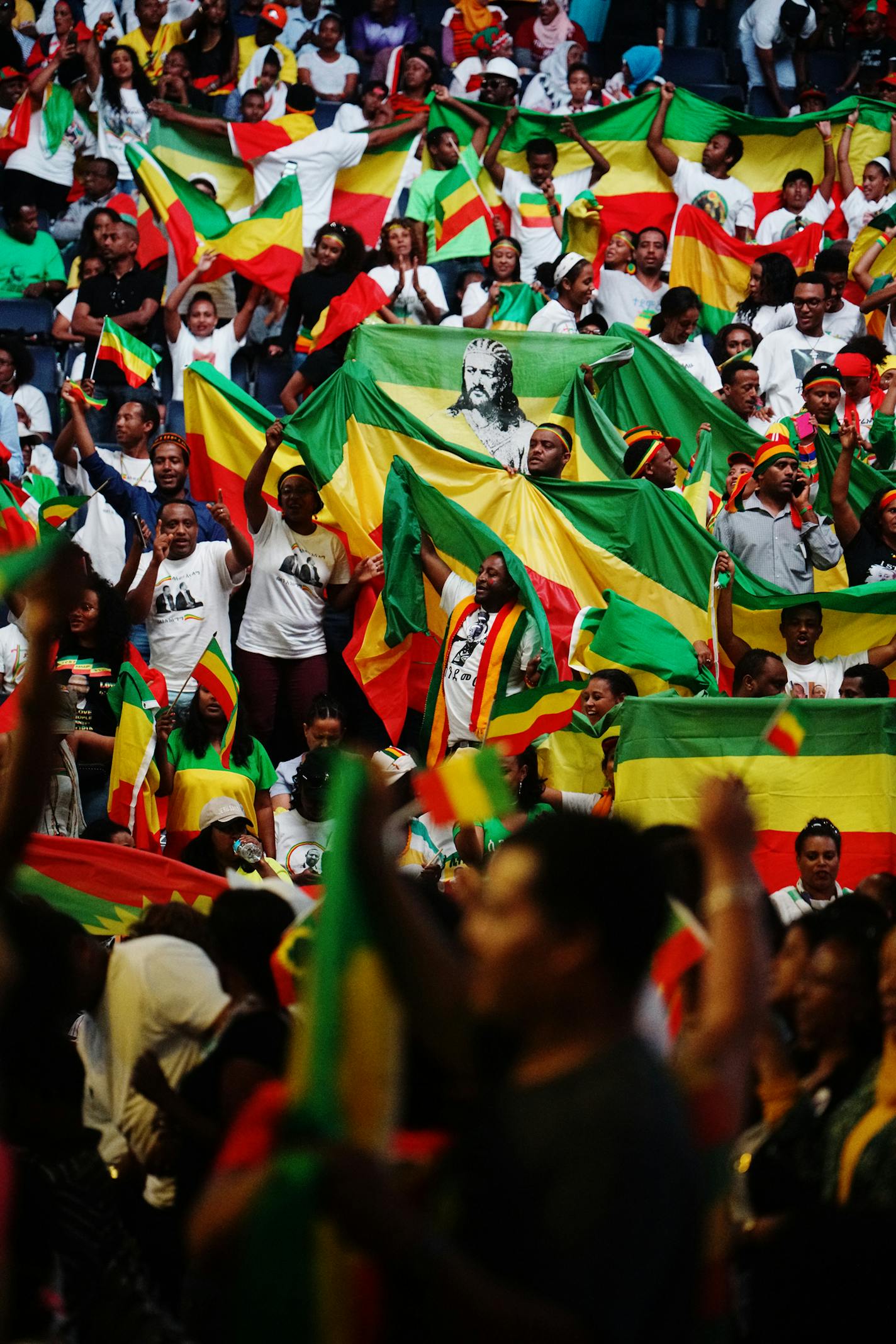 Thousands of supporters of Ethiopian Prime Minister Abiy Ahmed gathered to hear him at Target Center on Tuesday, July 30, where they also celebrated in song and dance.