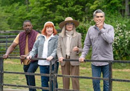 From left, Dennis Haysbert, Kathy Bates, Diane Keaton and Eugene Levy in “Summer Camp.”