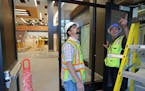 Work continues on a multiyear renovation of Humboldt High School in St. Paul that is expected to wrap up in August 2020. Above, workers inspected an a
