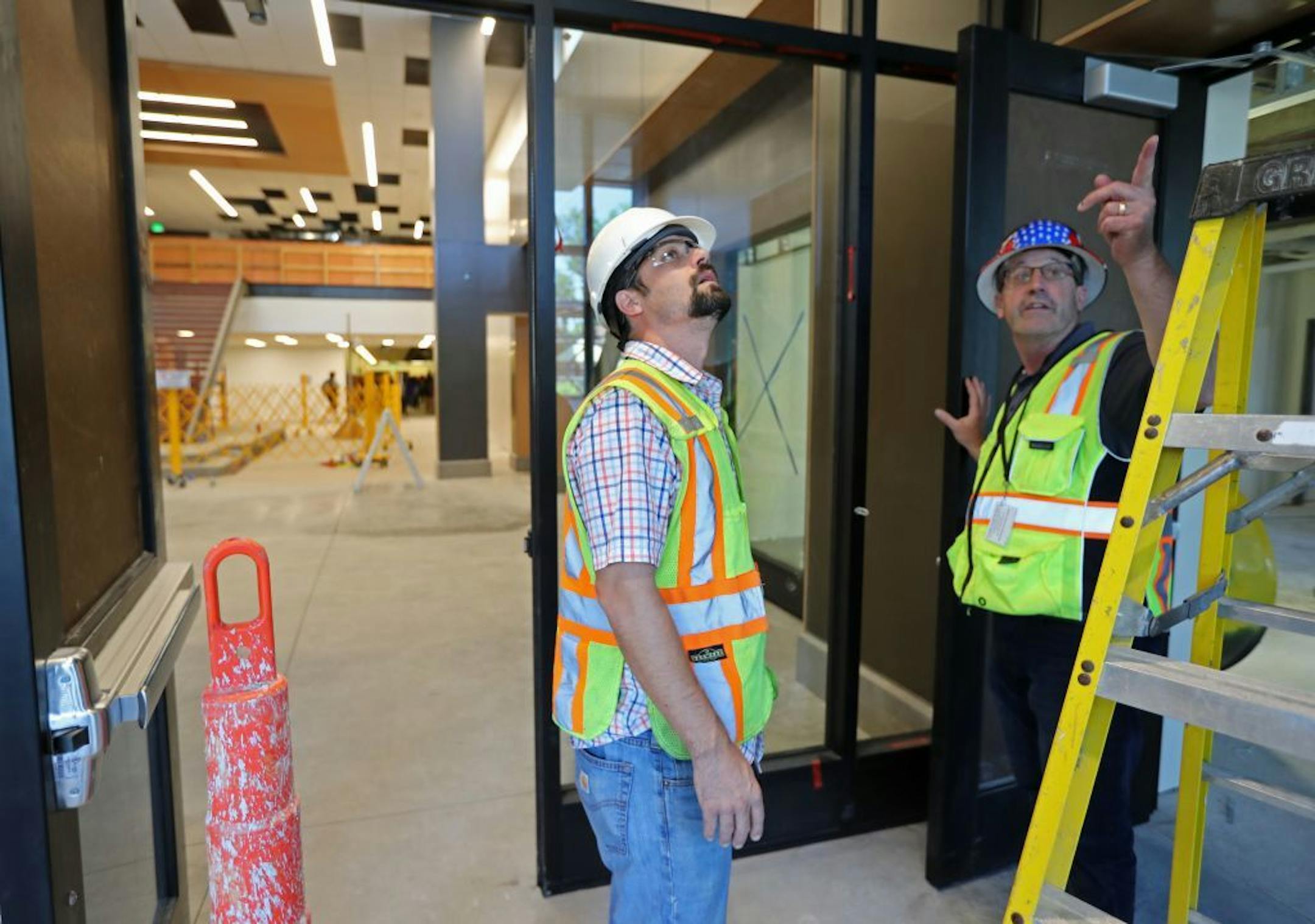 Work continues on a multiyear renovation of Humboldt High School in St. Paul that is expected to wrap up in August 2020. Above, workers inspected an addition under construction at the school in 2018.