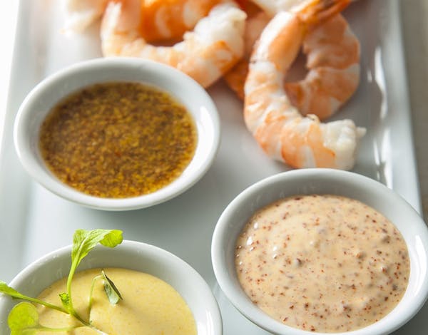 Shrimp with dips.