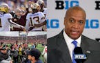 (Clockwise from right) Big Ten Commissioner Kevin Warren, Michigan coach Jim Harbaugh and Gophers coach P.J. Fleck are in a tough position, wanting to