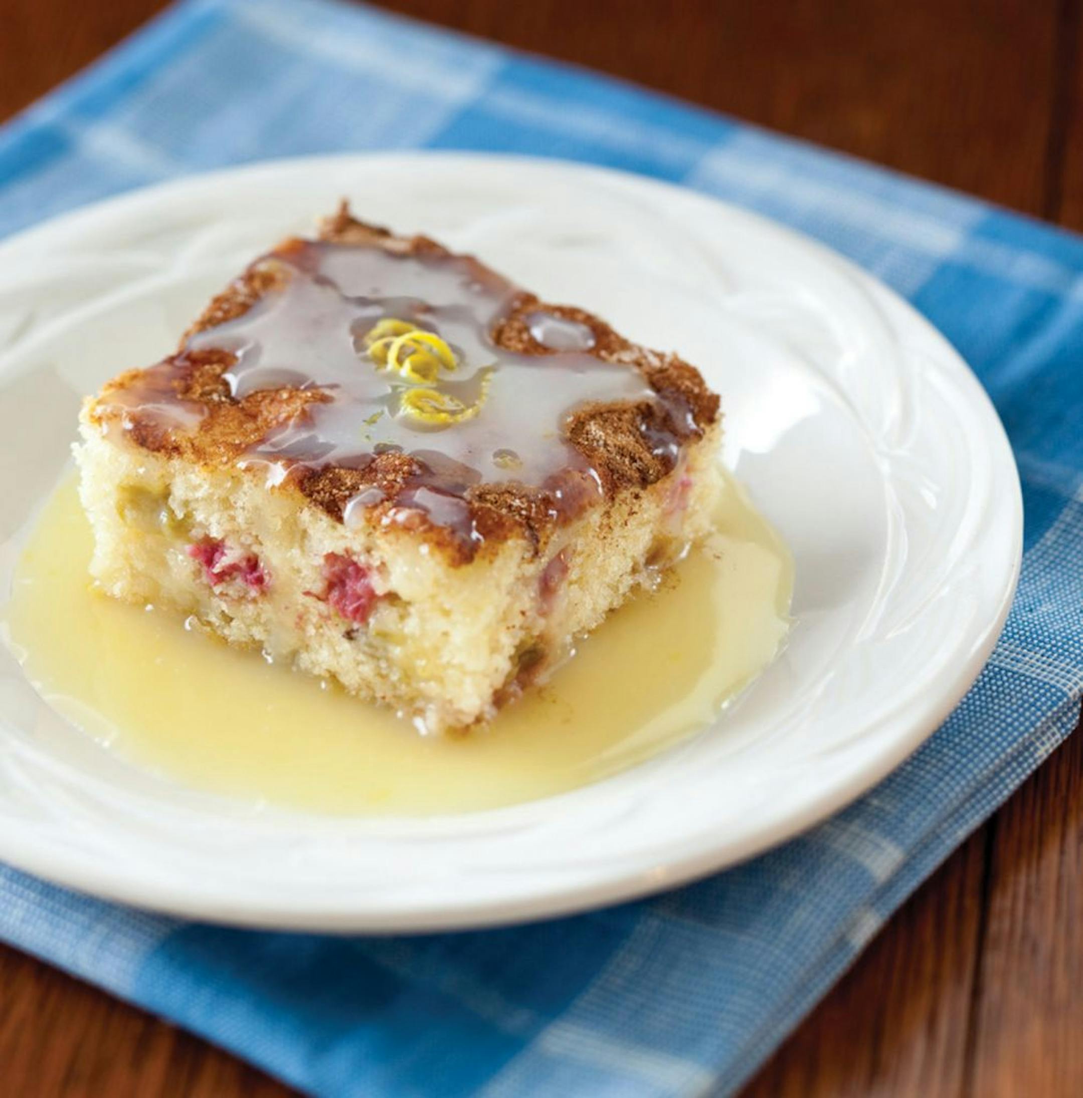 Rhubarb Cake With Lemon Butter Sauce.