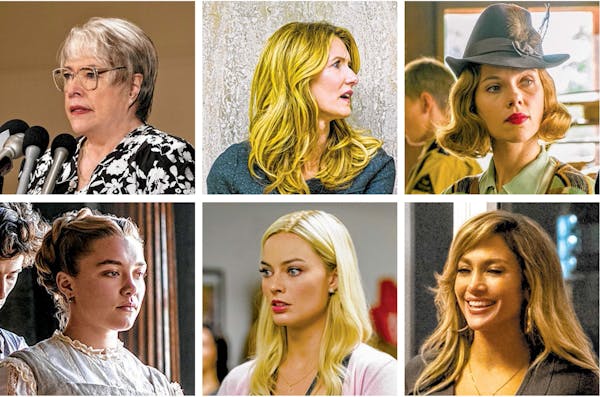 Supporting actress nominees Kathy Bates, Laura Dern, Scarlett Johansson, Florence Pugh and Margot Robbie. Jennif Lopez missed the cut.
