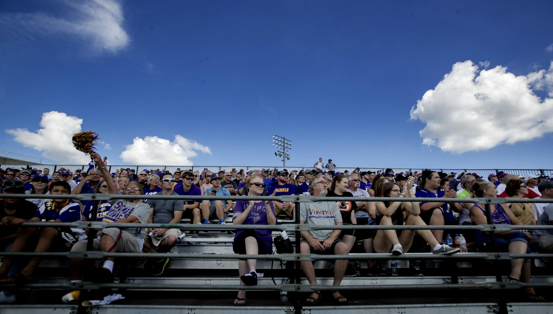 Minnesota Vikings fans watched the afternoon practice from the bleachers.