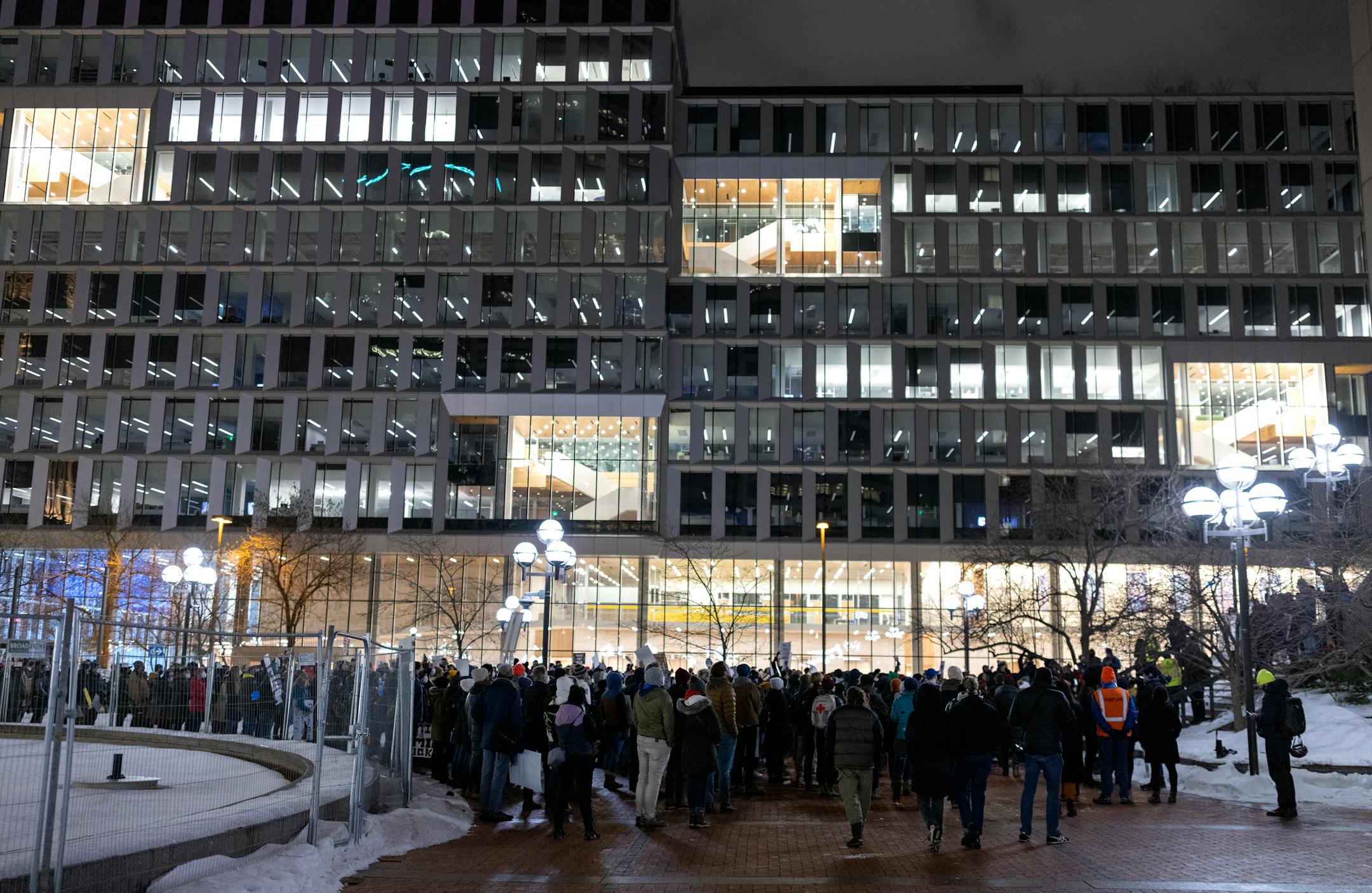 A speaker addresses the crowd during National Solidarity Justice for Amir Locke event.
