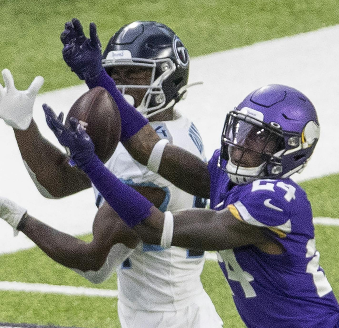 Minnesota Vikings Holton Hill (24). ] CARLOS GONZALEZ • cgonzalez@startribune.com – Minneapolis, MN – September 27, 2020, U.S. Bank Stadium, NFL, Minnesota Vikings vs. Tennessee Titans ORG XMIT: MIN2009281630317257