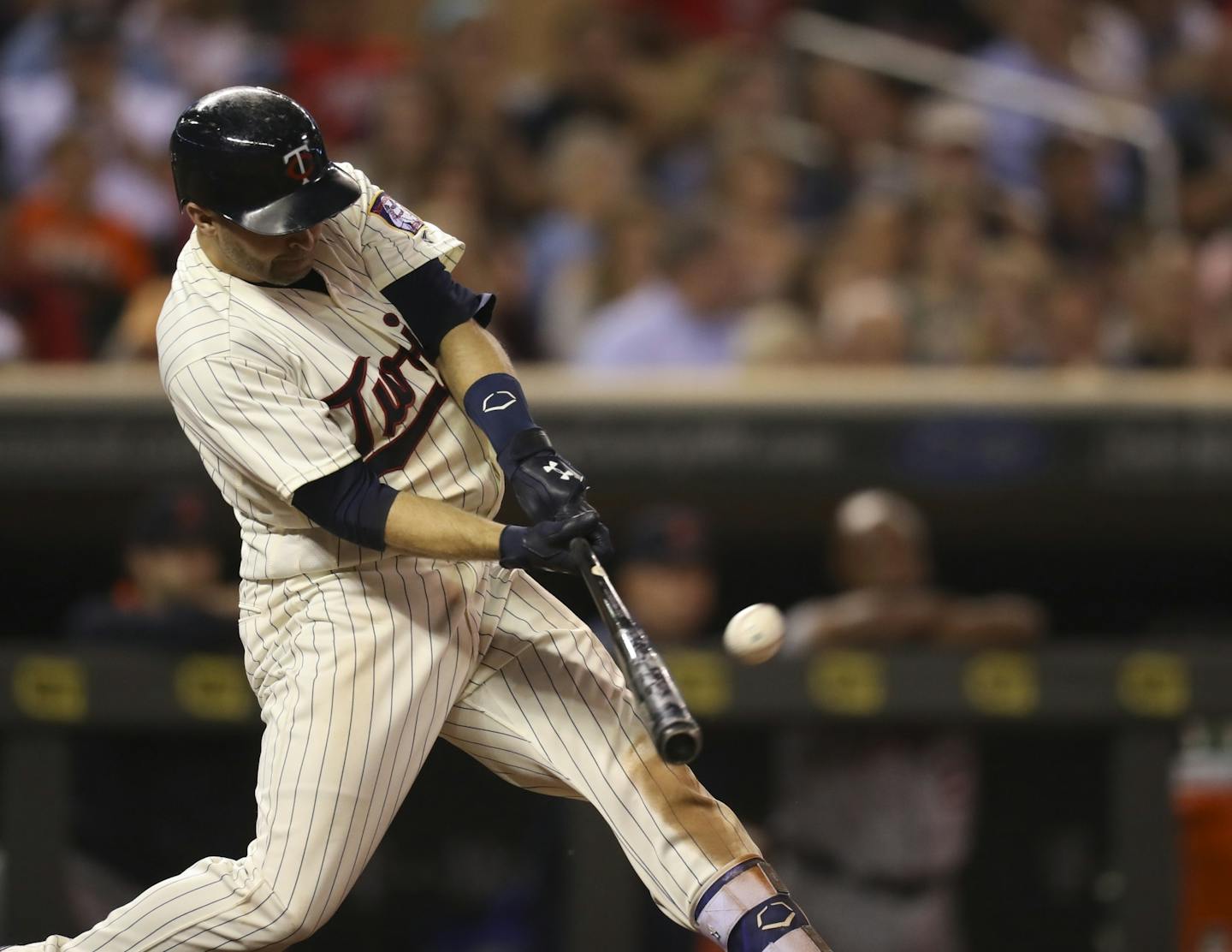 Minnesota Twins second baseman Brian Dozier hit a solo 426 foot home run to left field in the fifth inning on Aug. 24 against the Tigers. It was one of 13 home runs he hit last month.