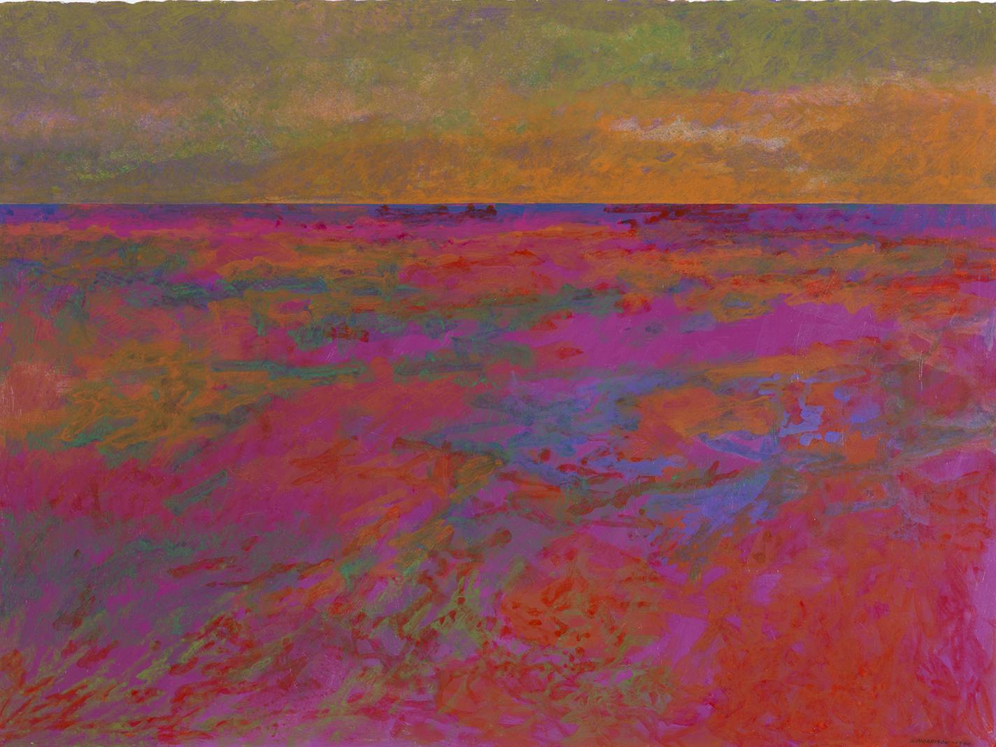 "Spirit Path, New Day, Red Rock Variation: Lake Superior Landscape," a 1990 work by George Morrison, rendered in acrylic and pastel on paper. (from the Minnesota Museum of American Art collection).