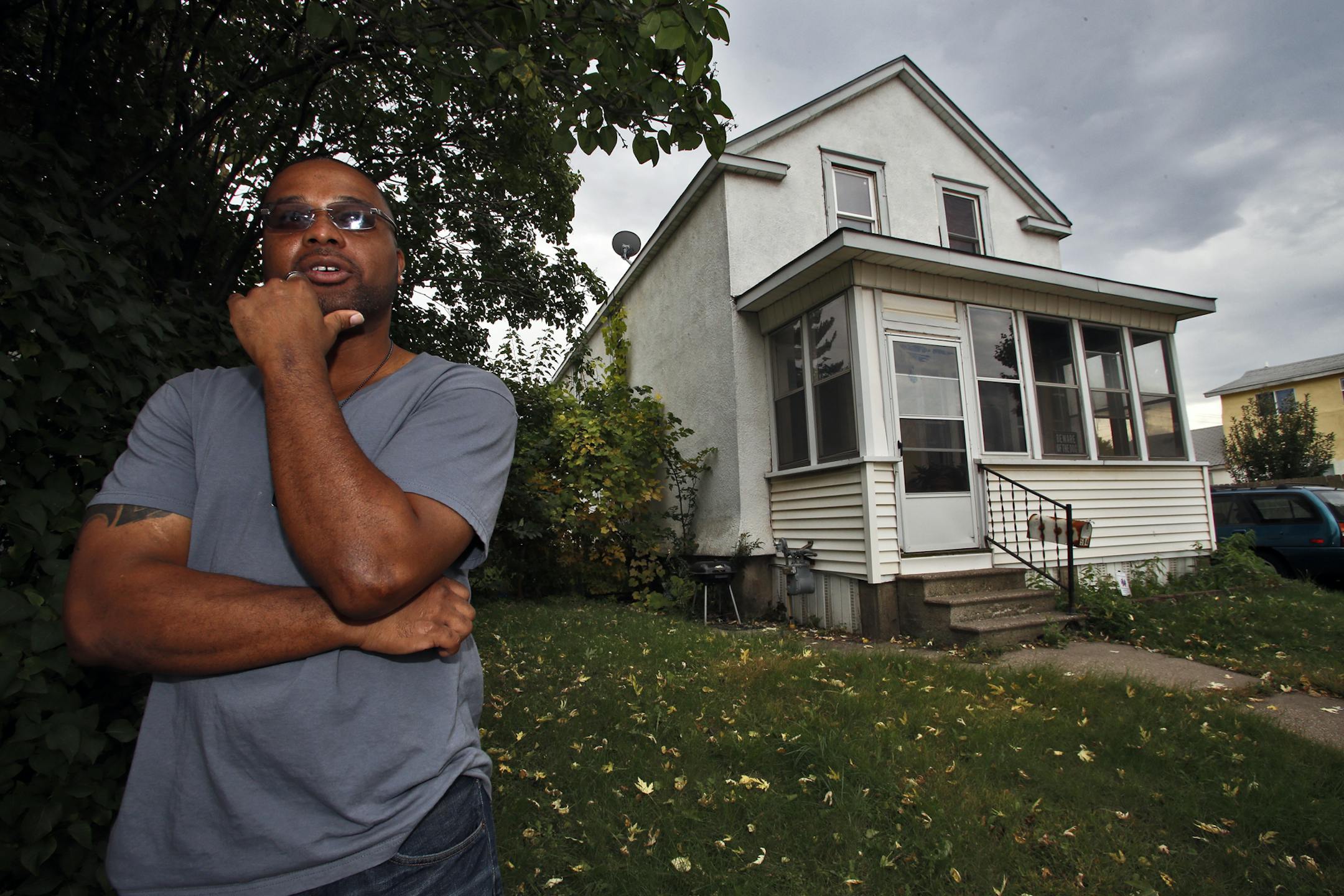 St. Paul resident and homeowner Ice Demmings has experienced difficulties negotiating with Bank of America with house payments to the point where the bank has initiated foreclosure proceedings. Demmings outside his St. Paul home. . (MARLIN LEVISON/STARTRIBUNE(mlevison@startribune.com)