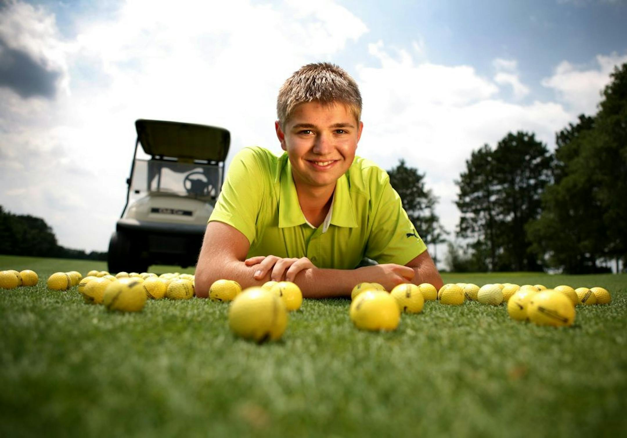 Justin Bunkers just graduated from high school and works at Bunker Hills Golf Course in Coon Rapids for the summer. Photographed on his day off at the golf course July 13, 2012.